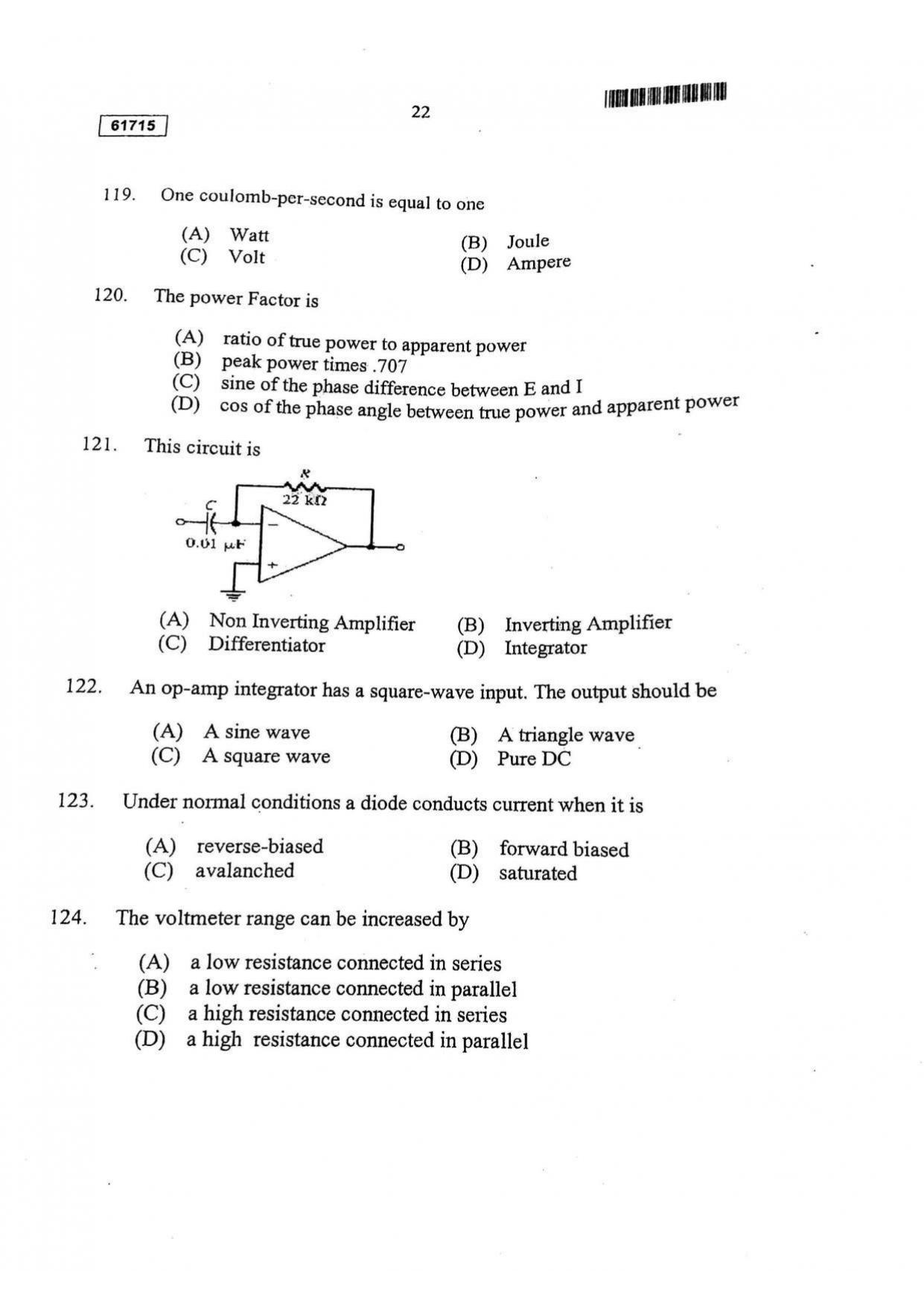 CUSAT CAT 2015 Instrumentation Question Paper - Page 23