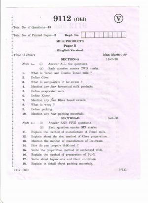 AP Inter 2nd Year Vocational Question Paper March - 2020 - Milk-Products - II (old)