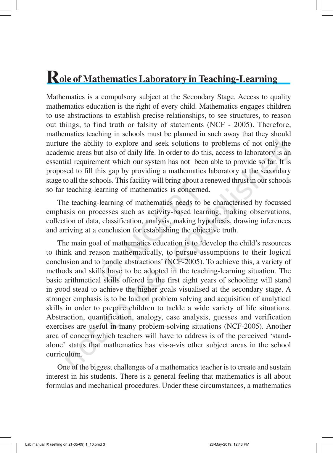 NCERT Laboratory Manuals for Class IX Mathematics - Activities for Class IX (1 to 10) - Page 3