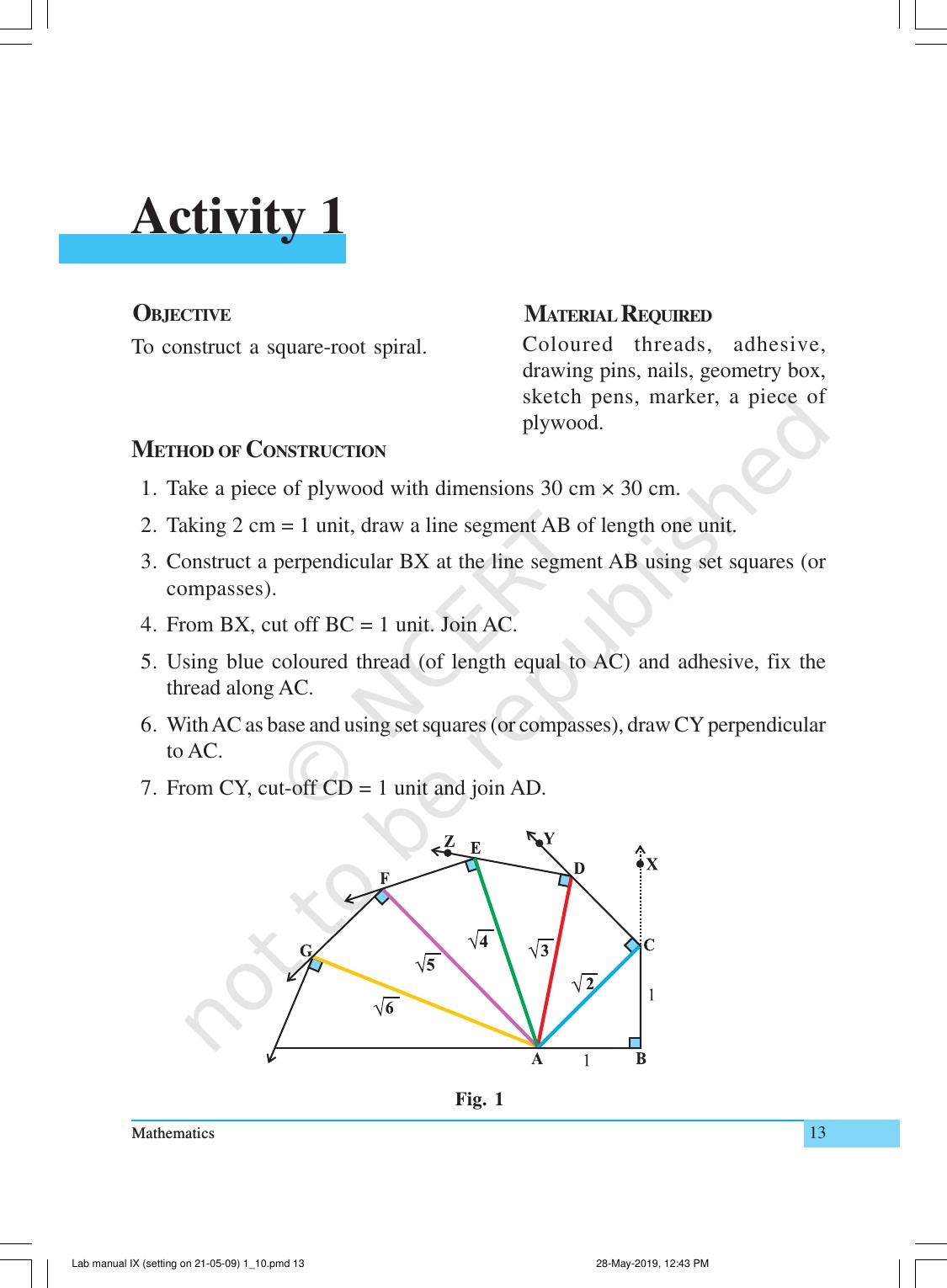 NCERT Laboratory Manuals for Class IX Mathematics - Activities for Class IX (1 to 10) - Page 13