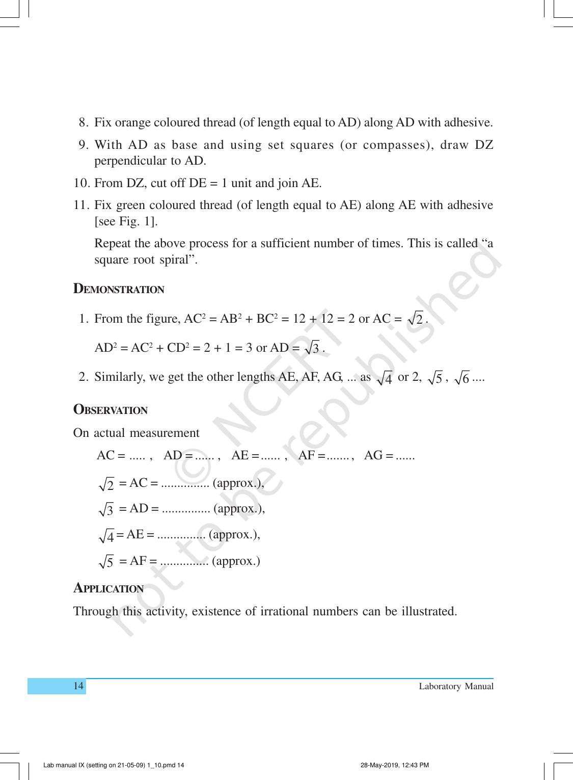 NCERT Laboratory Manuals for Class IX Mathematics - Activities for Class IX (1 to 10) - Page 14