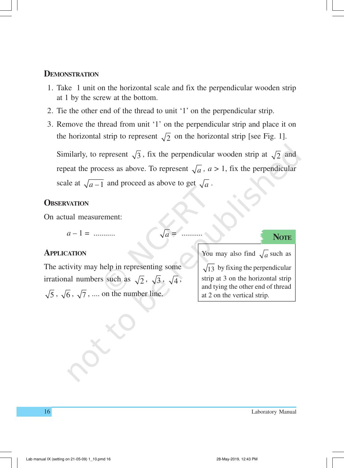 NCERT Laboratory Manuals for Class IX Mathematics - Activities for Class IX (1 to 10) - Page 16