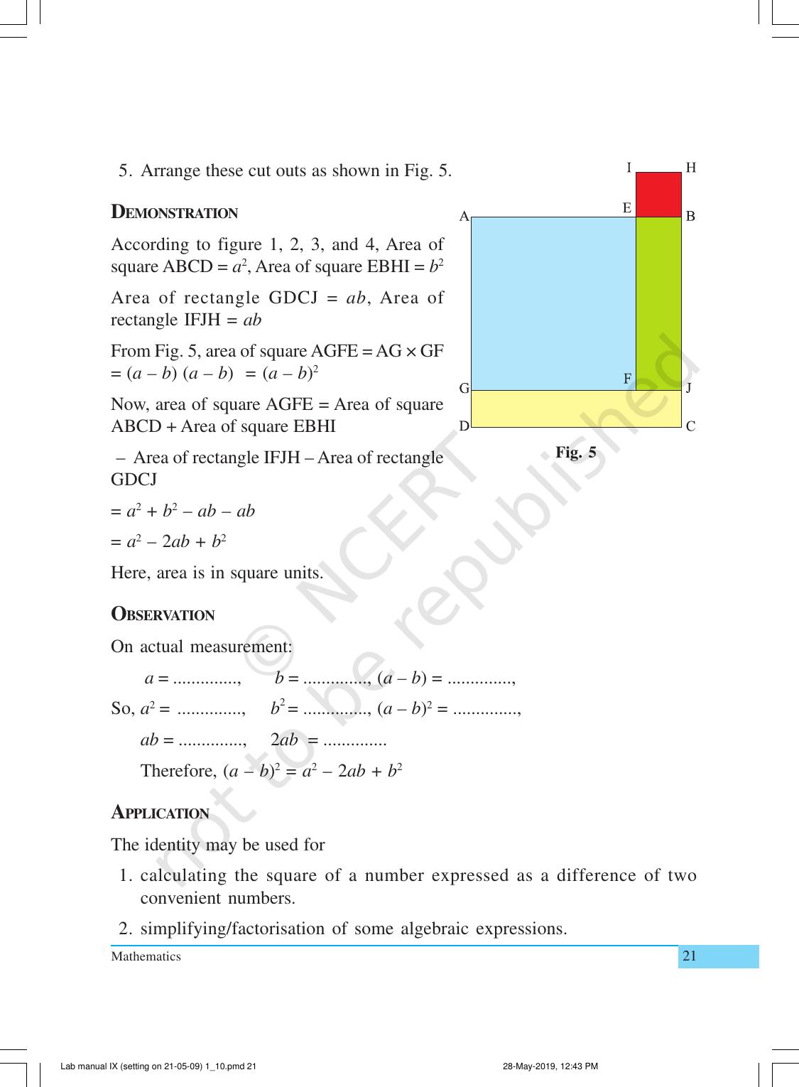 NCERT Laboratory Manuals for Class IX Mathematics - Activities for Class IX (1 to 10) - Page 21