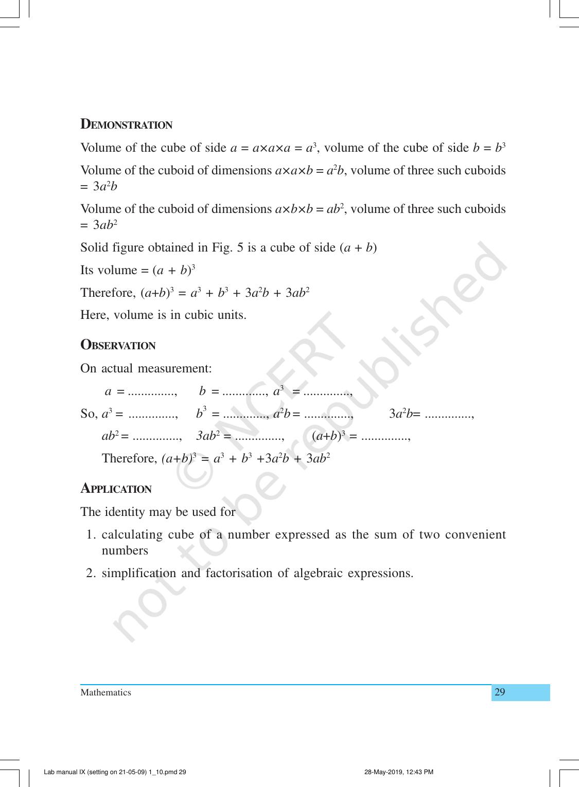 NCERT Laboratory Manuals for Class IX Mathematics - Activities for Class IX (1 to 10) - Page 29