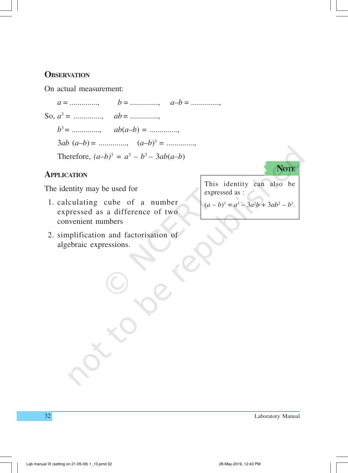 NCERT Laboratory Manuals for Class IX Mathematics - Activities for Class IX (1 to 10) - Page 32