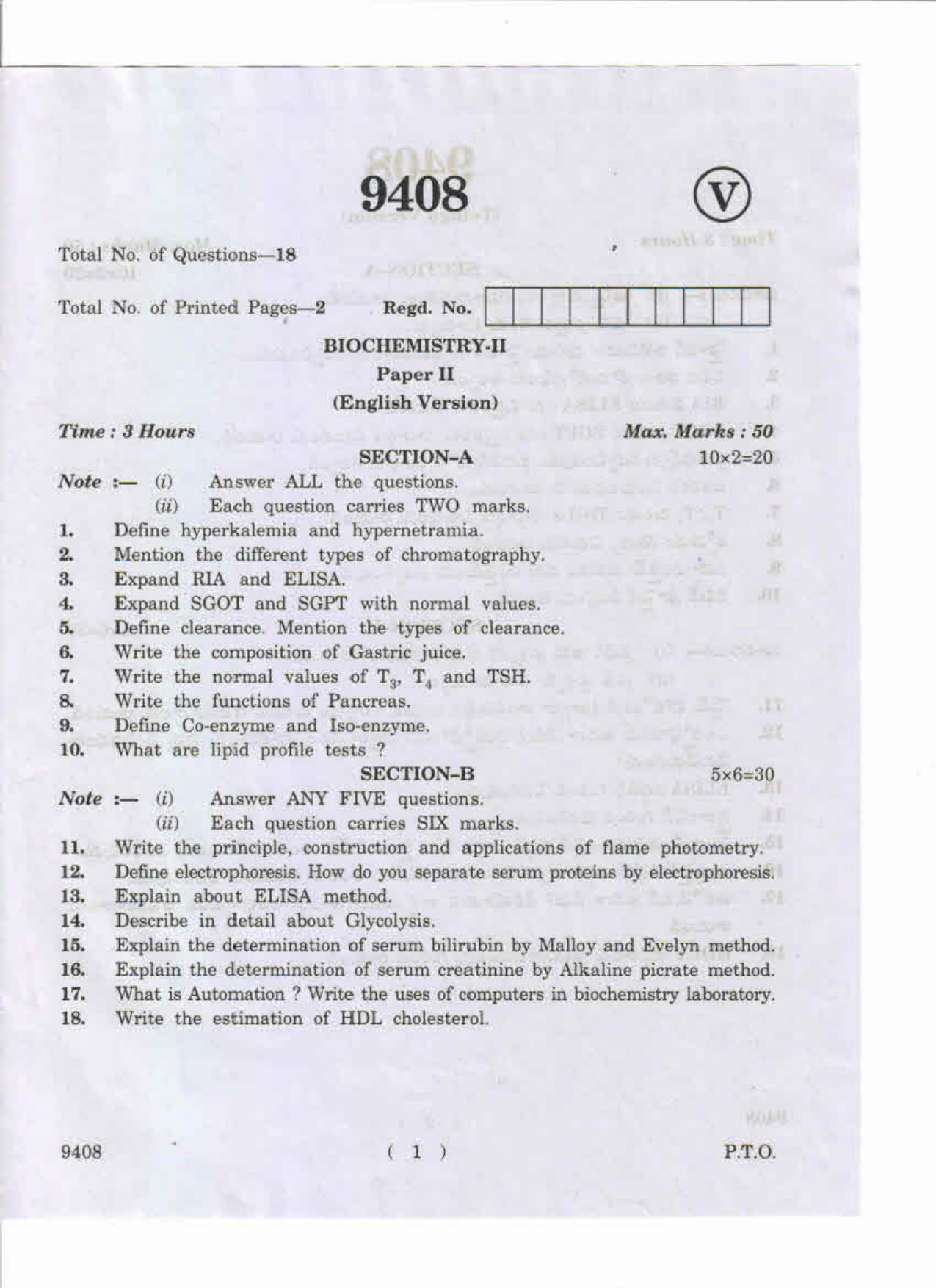AP Inter 2nd Year Biochemistry-II May-2019-Vocational Question Paper - Page 1