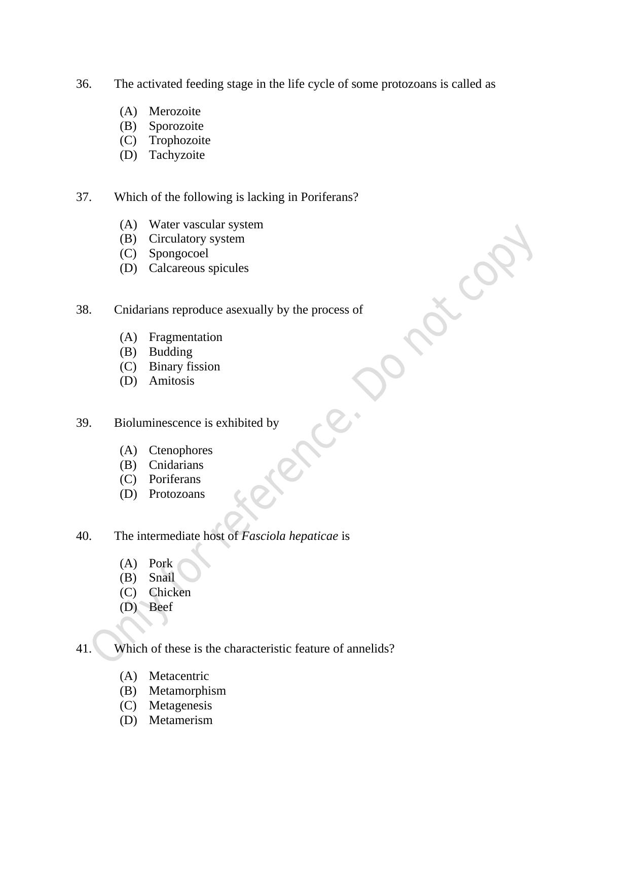 CUSAT CAT 2021 Life Science Question Paper - Page 7