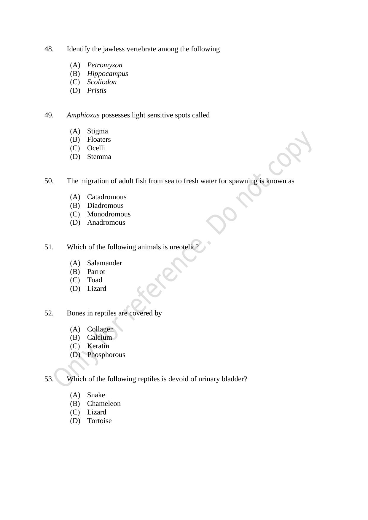 CUSAT CAT 2021 Life Science Question Paper - Page 9