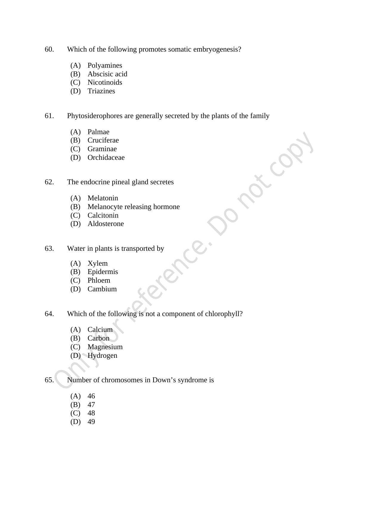 CUSAT CAT 2021 Life Science Question Paper - Page 11