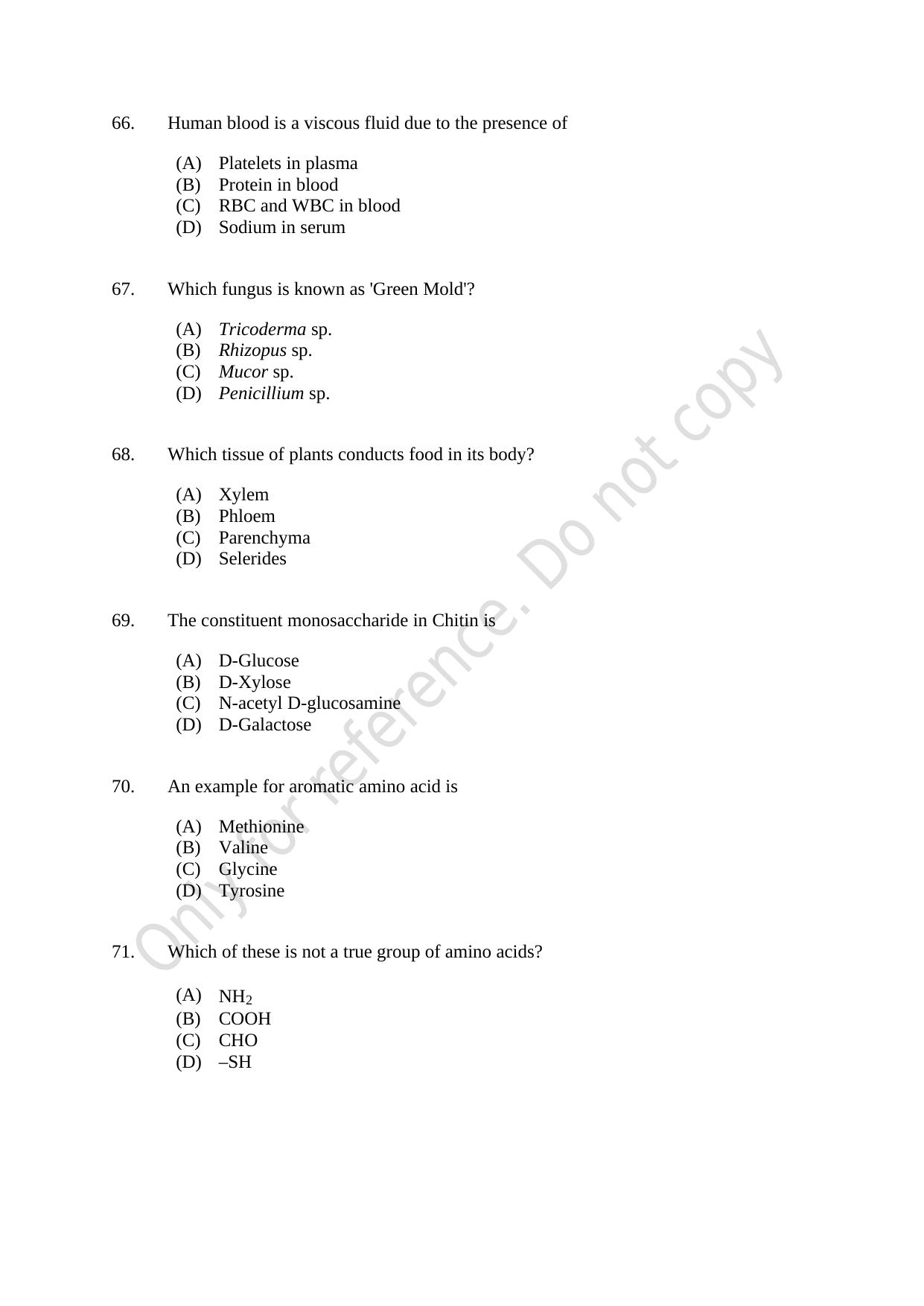 CUSAT CAT 2021 Life Science Question Paper - Page 12