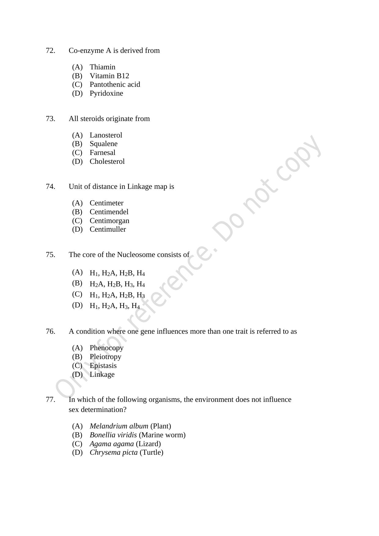 CUSAT CAT 2021 Life Science Question Paper - Page 13
