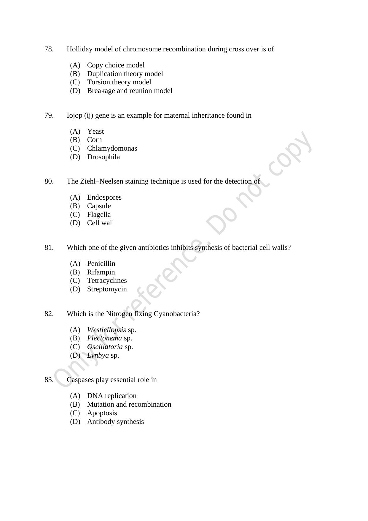 CUSAT CAT 2021 Life Science Question Paper - Page 14