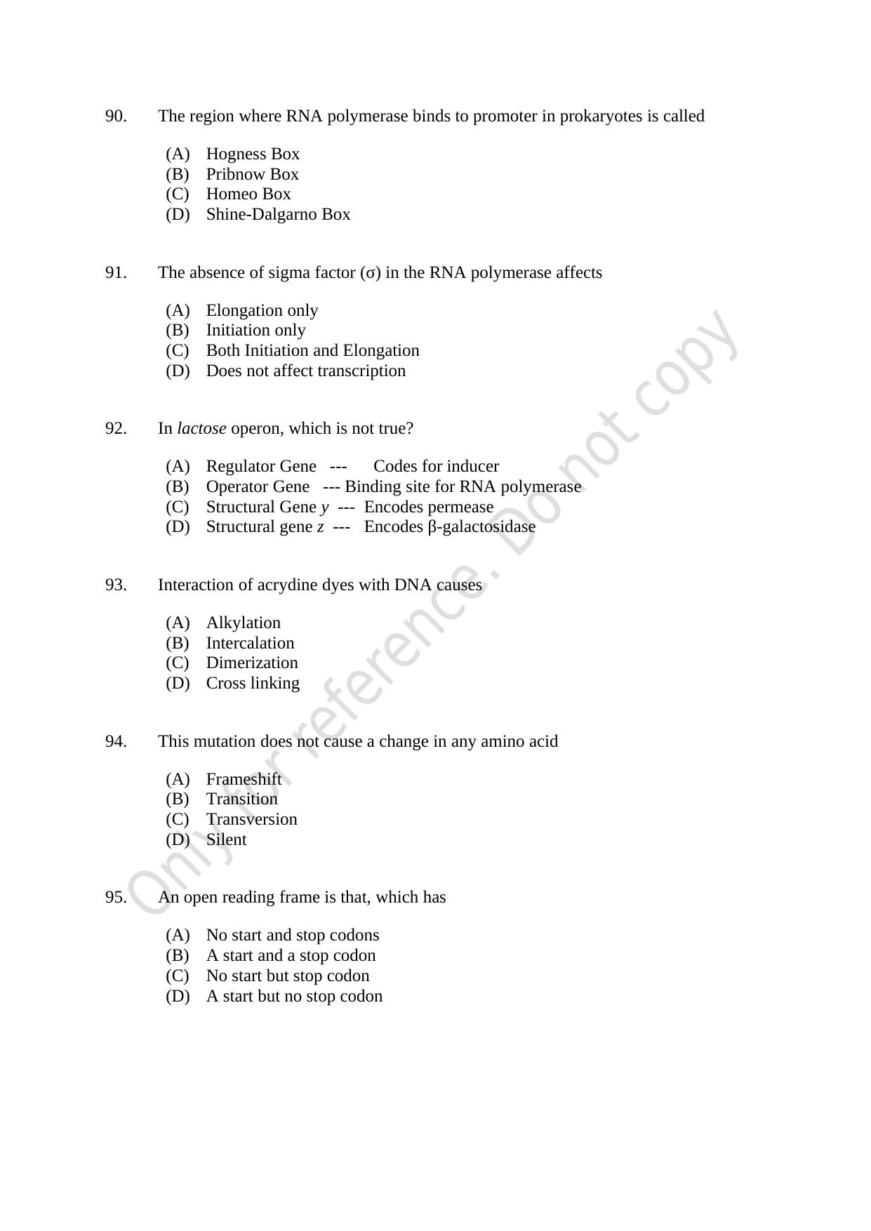 CUSAT CAT 2021 Life Science Question Paper - Page 16