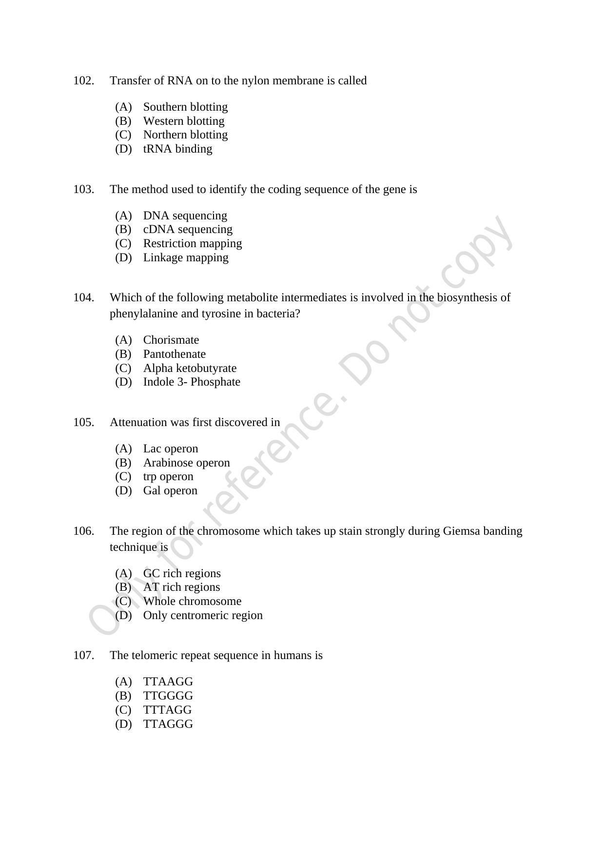 CUSAT CAT 2021 Life Science Question Paper - Page 18