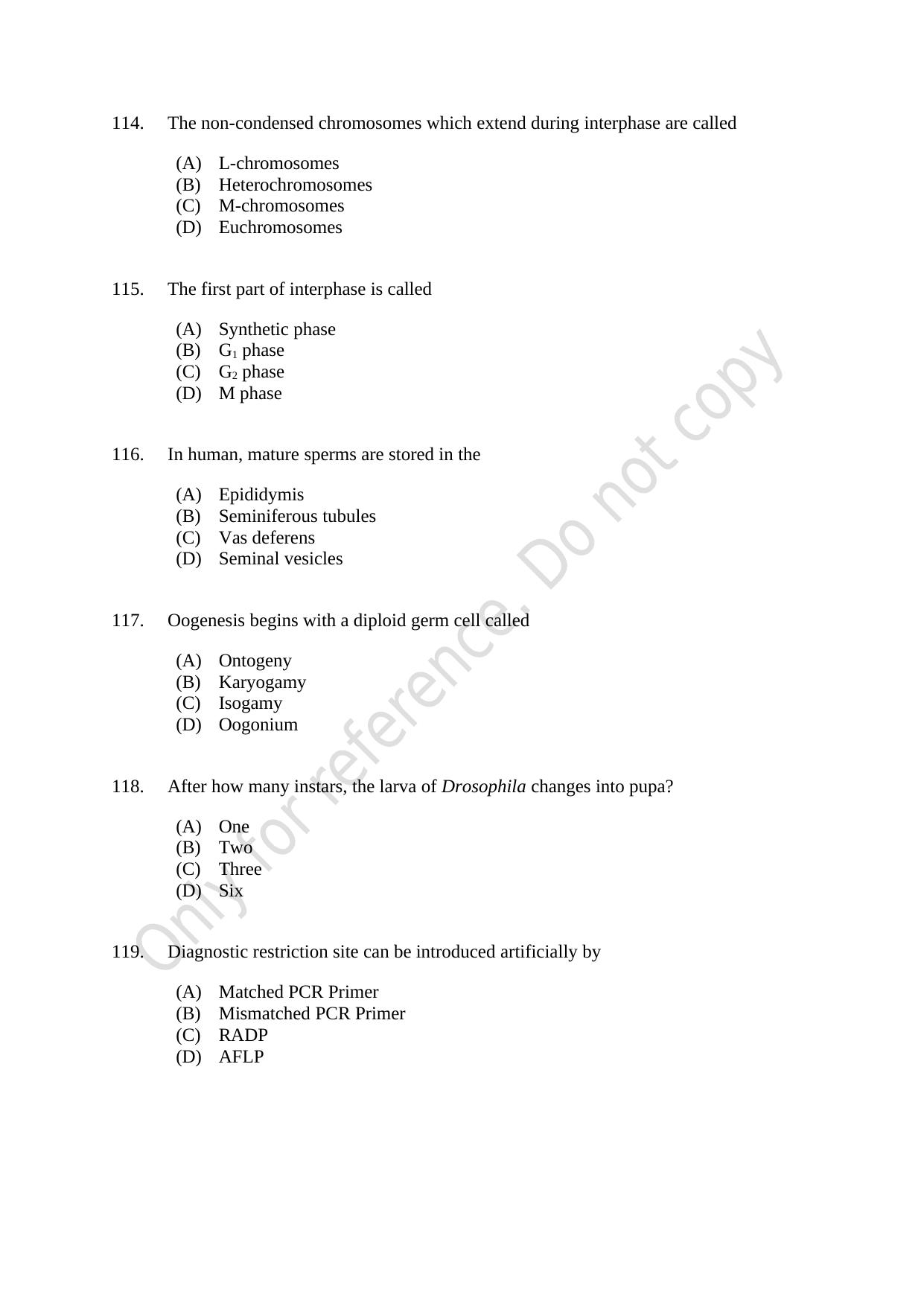 CUSAT CAT 2021 Life Science Question Paper - Page 20