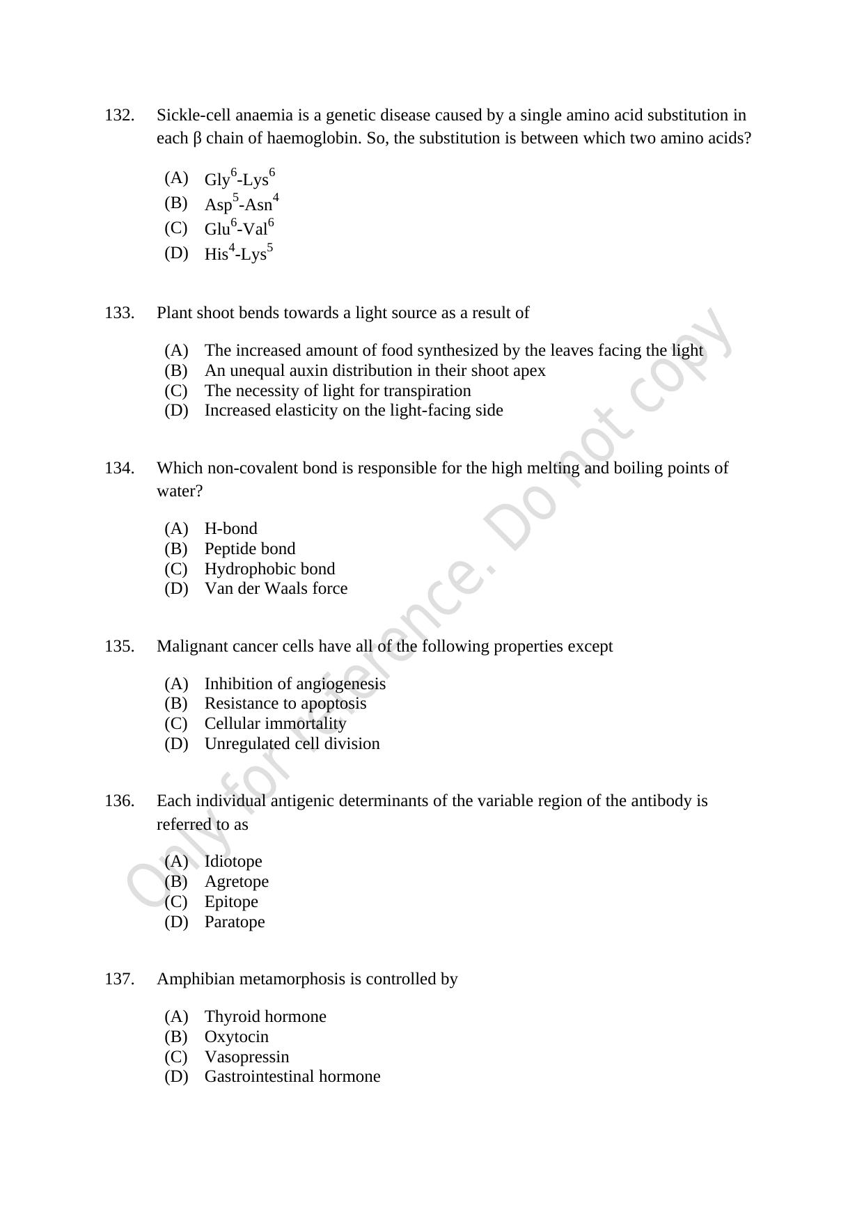 CUSAT CAT 2021 Life Science Question Paper - Page 23