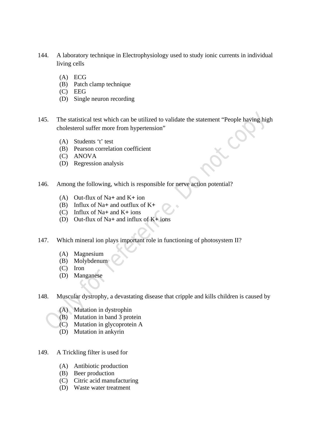 CUSAT CAT 2021 Life Science Question Paper - Page 25