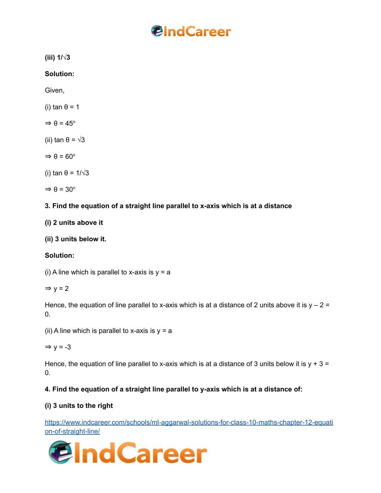 ML Aggarwal Solutions for Class 10 Maths Chapter 12- Equation of Straight Line - Page 3