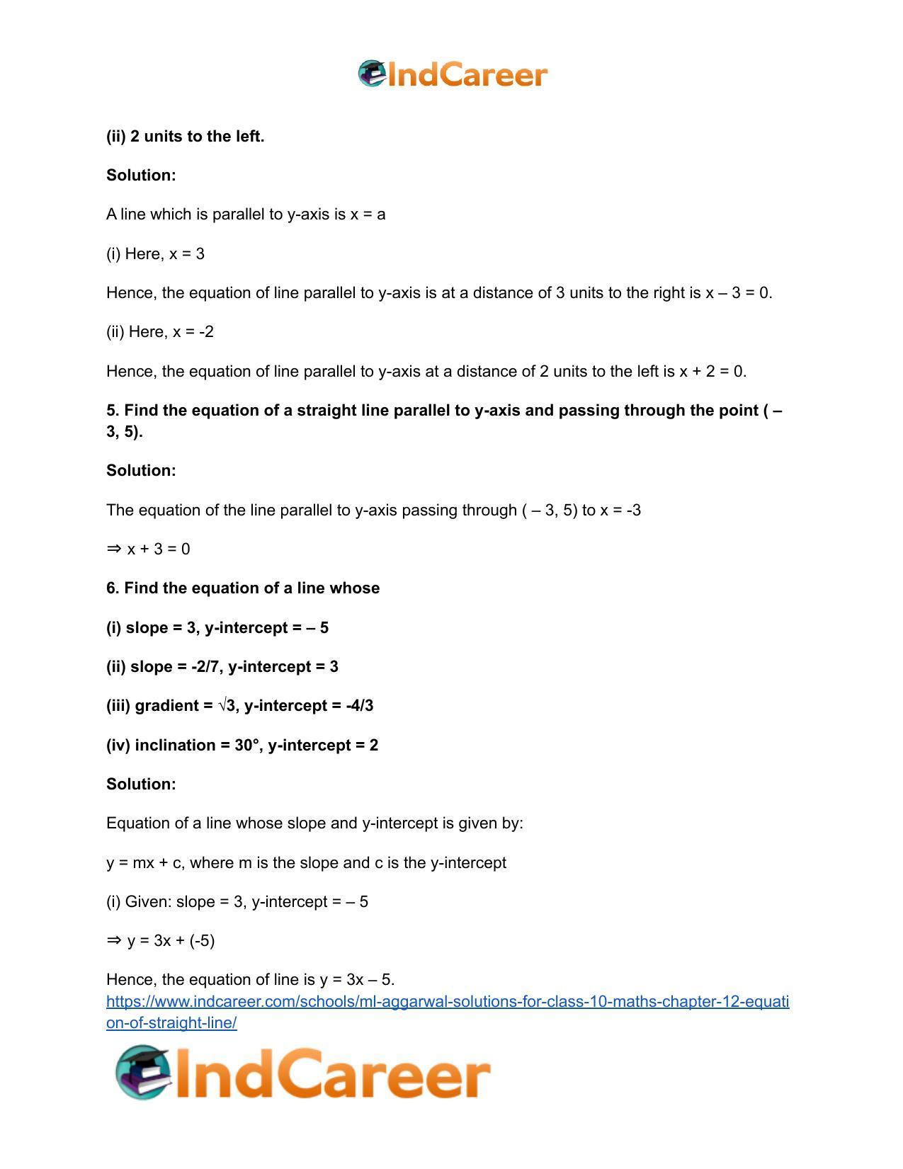 ML Aggarwal Solutions for Class 10 Maths Chapter 12- Equation of Straight Line - Page 4