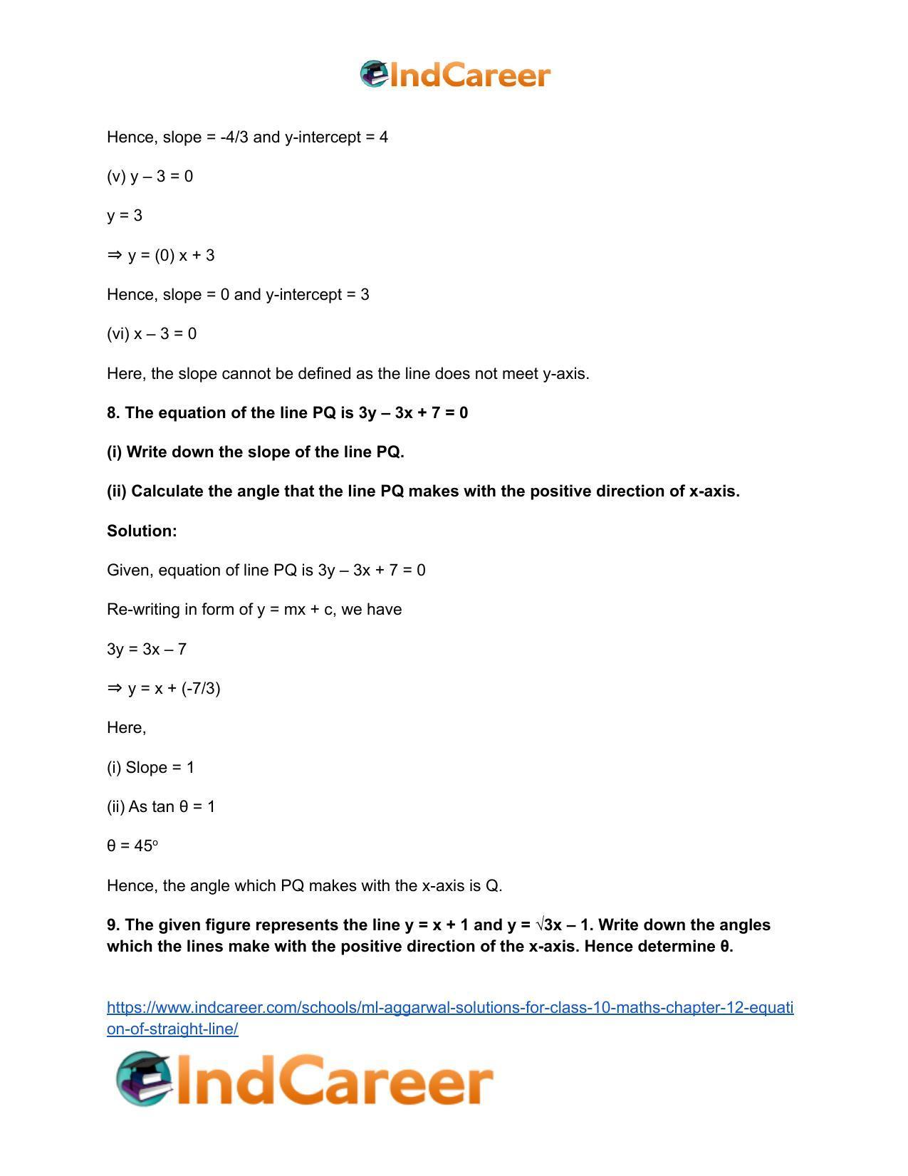 ML Aggarwal Solutions for Class 10 Maths Chapter 12- Equation of Straight Line - Page 7