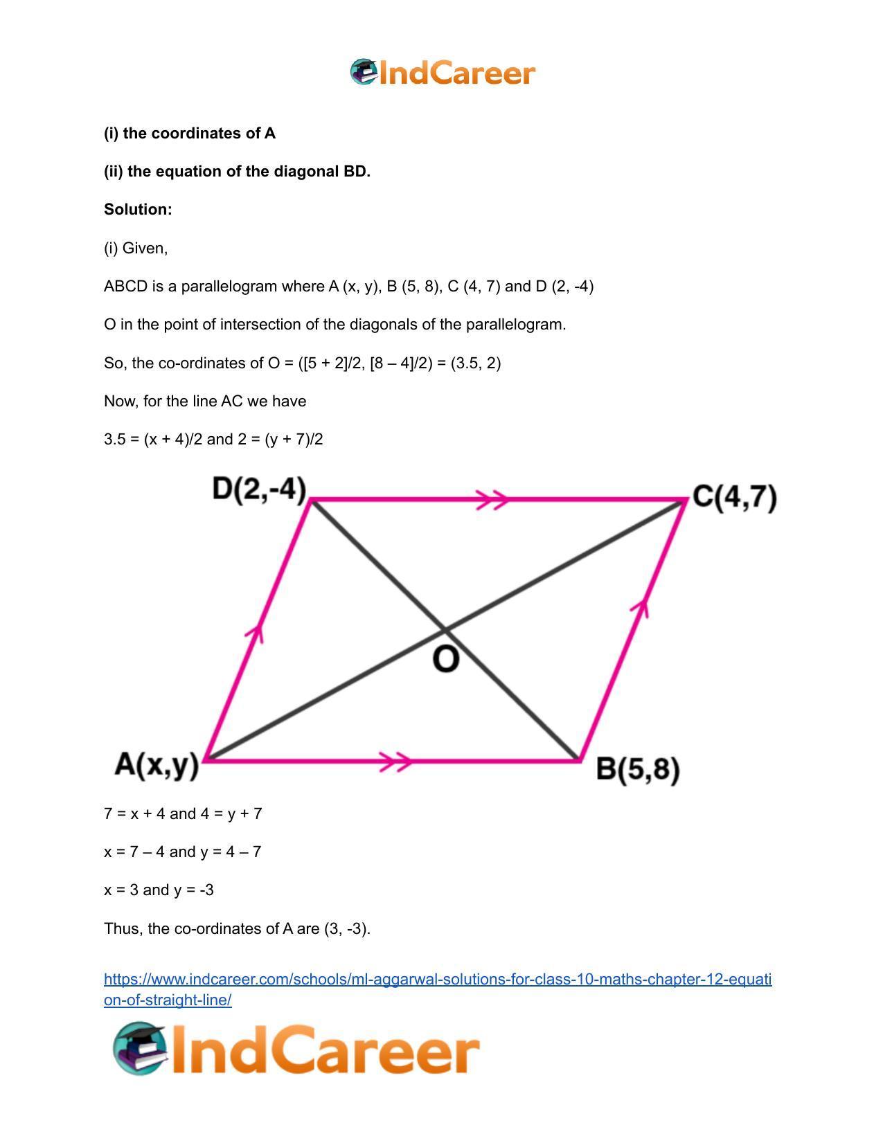ML Aggarwal Solutions for Class 10 Maths Chapter 12- Equation of Straight Line - Page 18