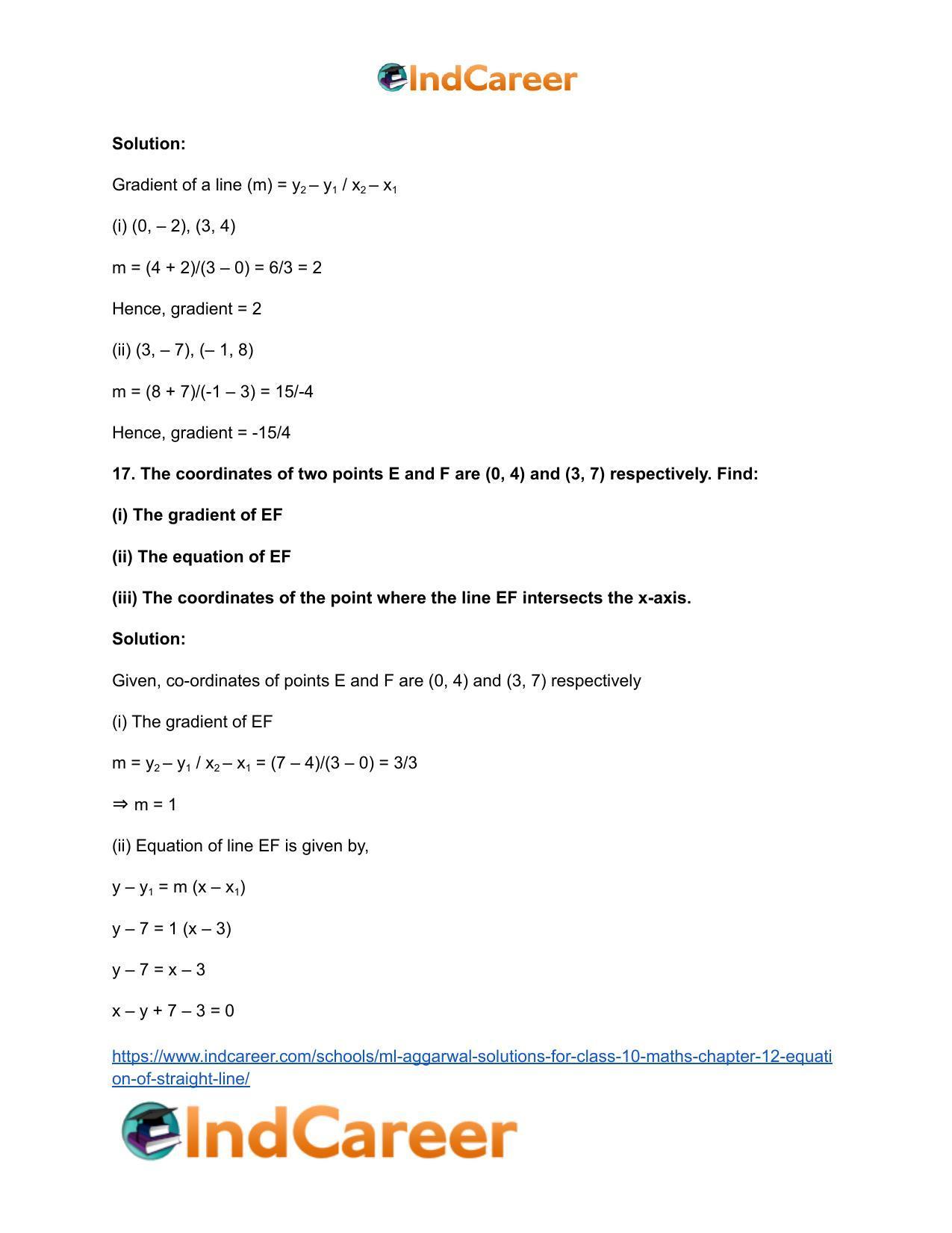 ML Aggarwal Solutions for Class 10 Maths Chapter 12- Equation of Straight Line - Page 26