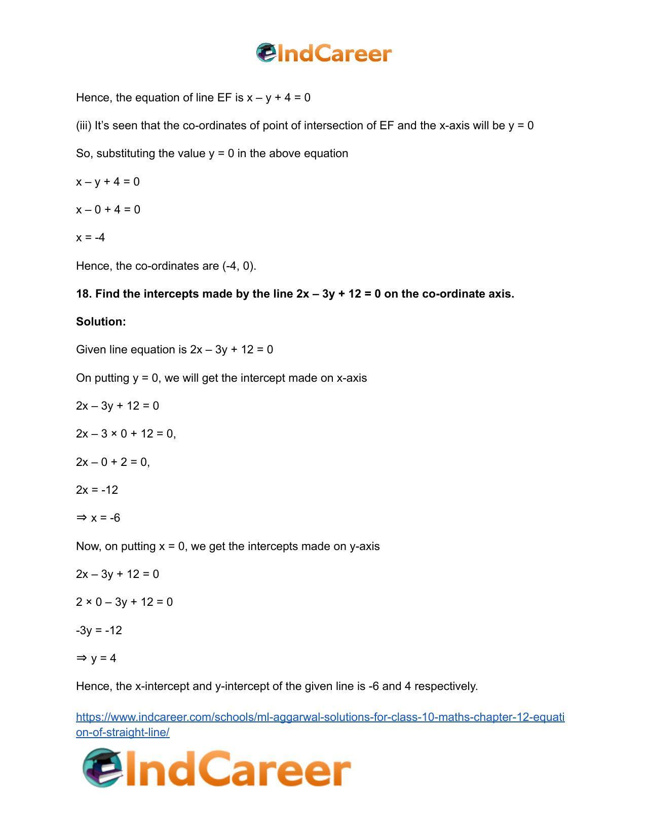 ML Aggarwal Solutions for Class 10 Maths Chapter 12- Equation of Straight Line - Page 27
