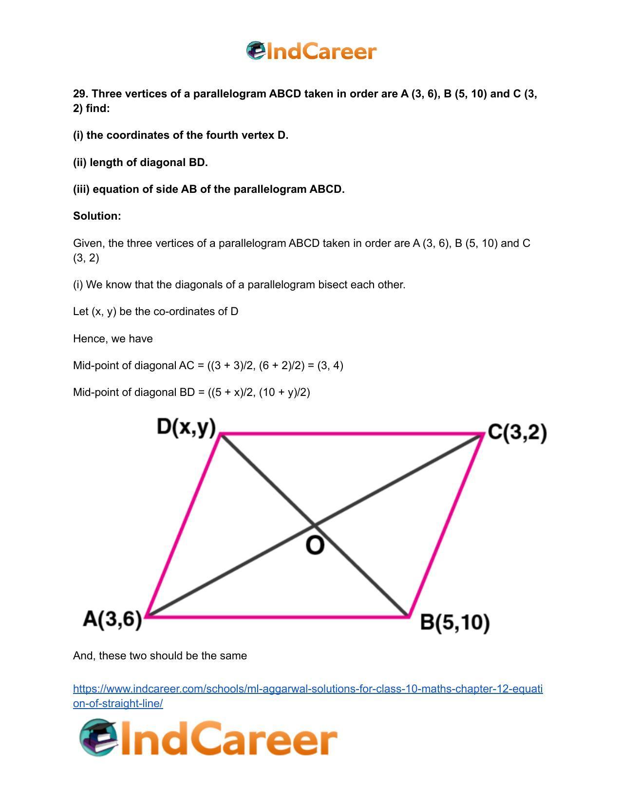 ML Aggarwal Solutions for Class 10 Maths Chapter 12- Equation of Straight Line - Page 39