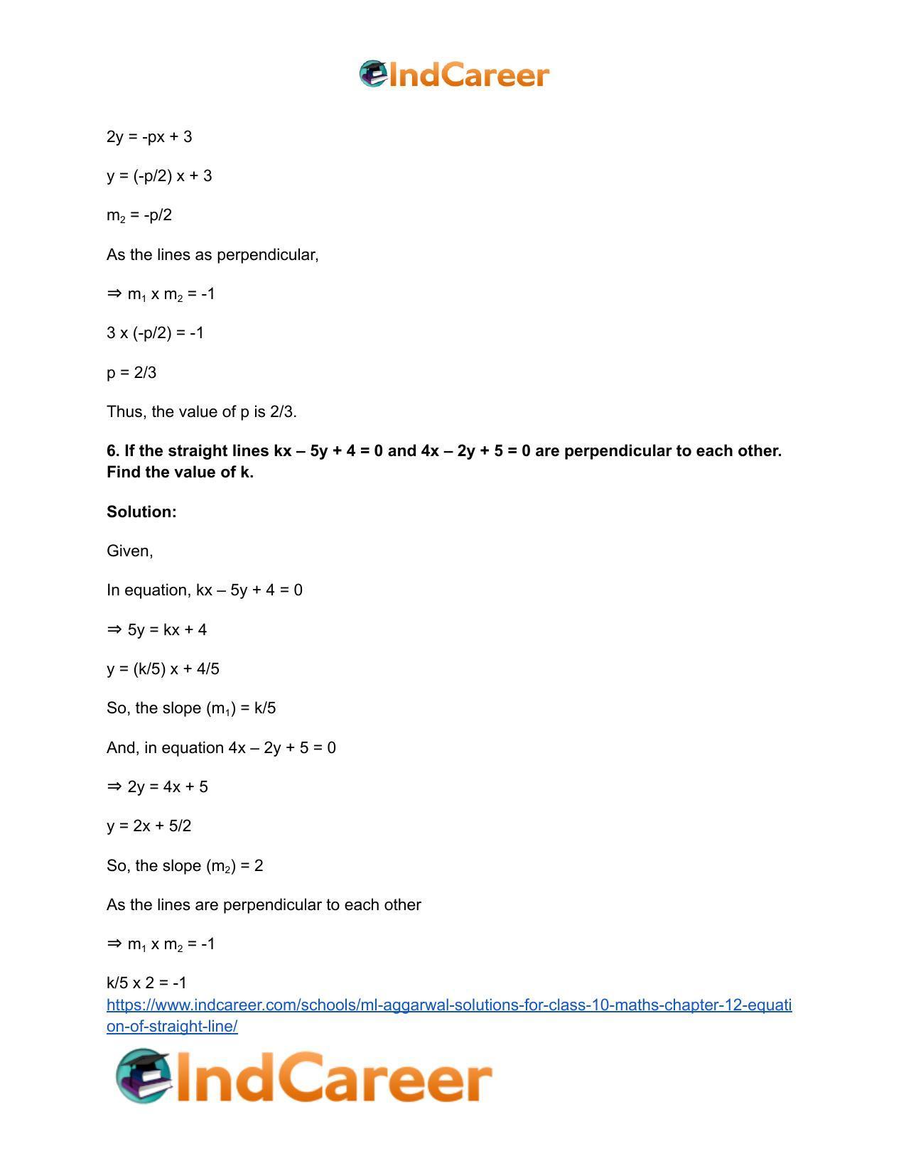 ML Aggarwal Solutions for Class 10 Maths Chapter 12- Equation of Straight Line - Page 48