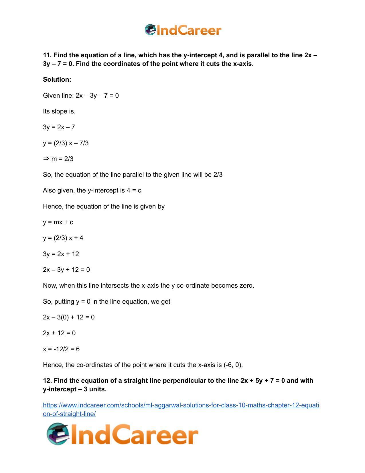 ML Aggarwal Solutions for Class 10 Maths Chapter 12- Equation of Straight Line - Page 53