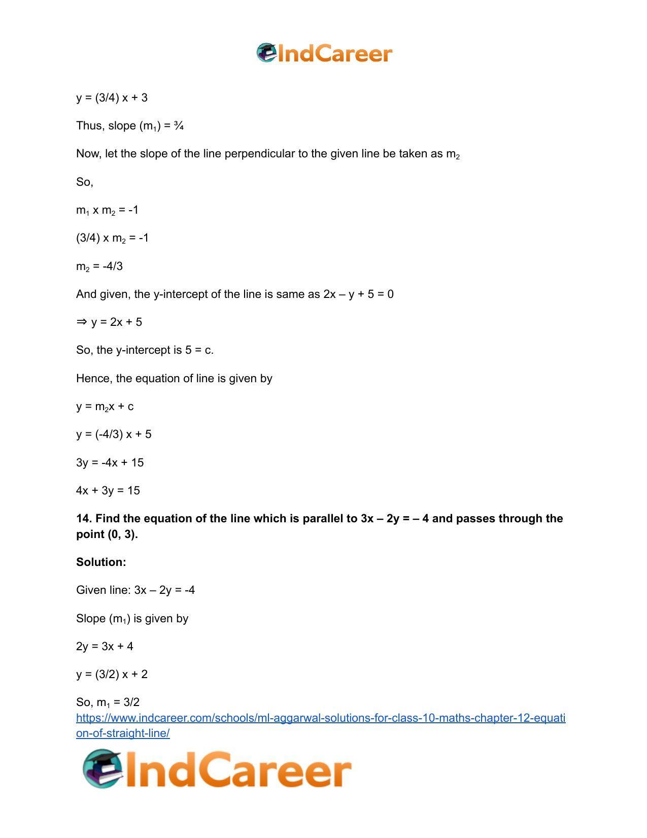 ML Aggarwal Solutions for Class 10 Maths Chapter 12- Equation of Straight Line - Page 55