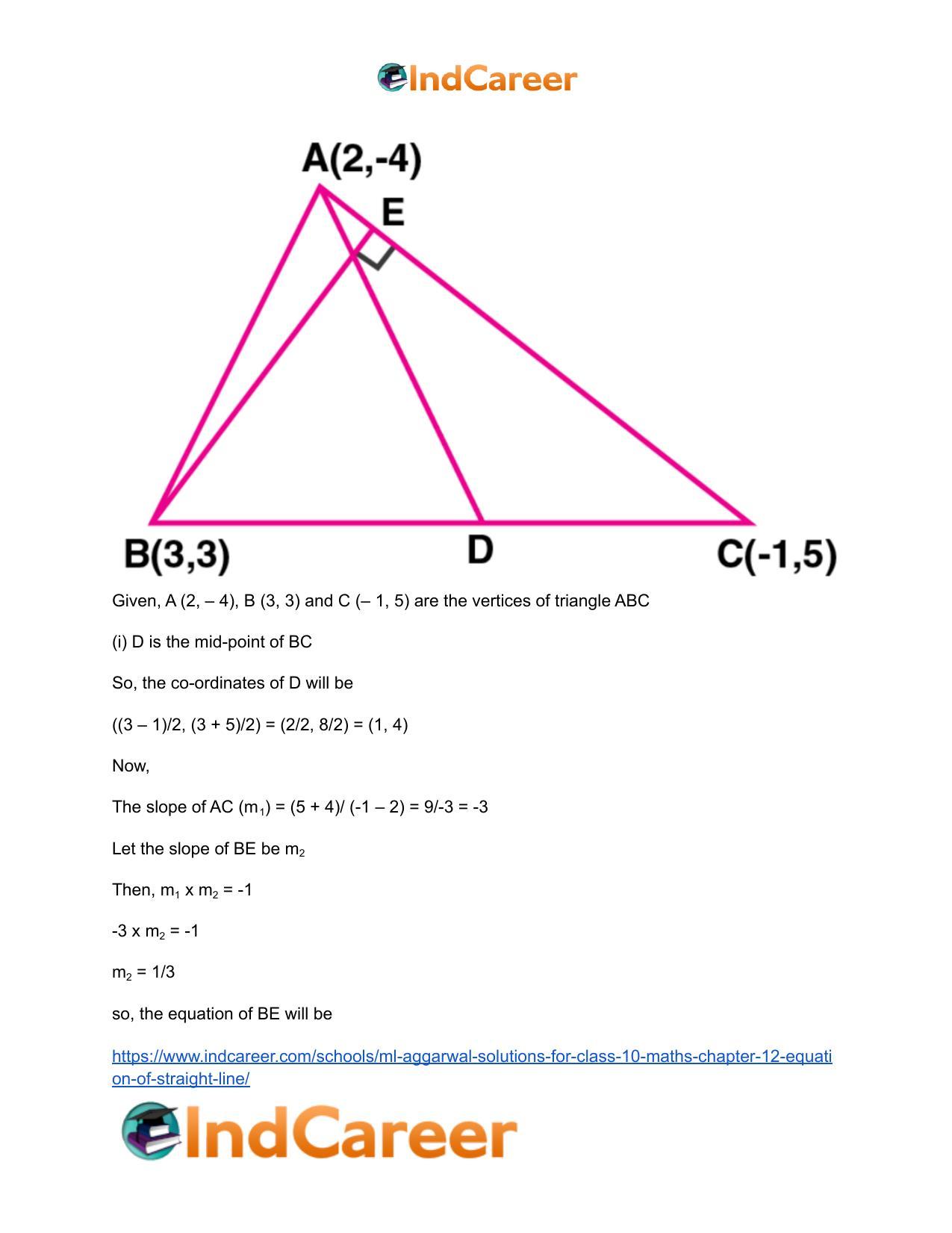ML Aggarwal Solutions for Class 10 Maths Chapter 12- Equation of Straight Line - Page 74