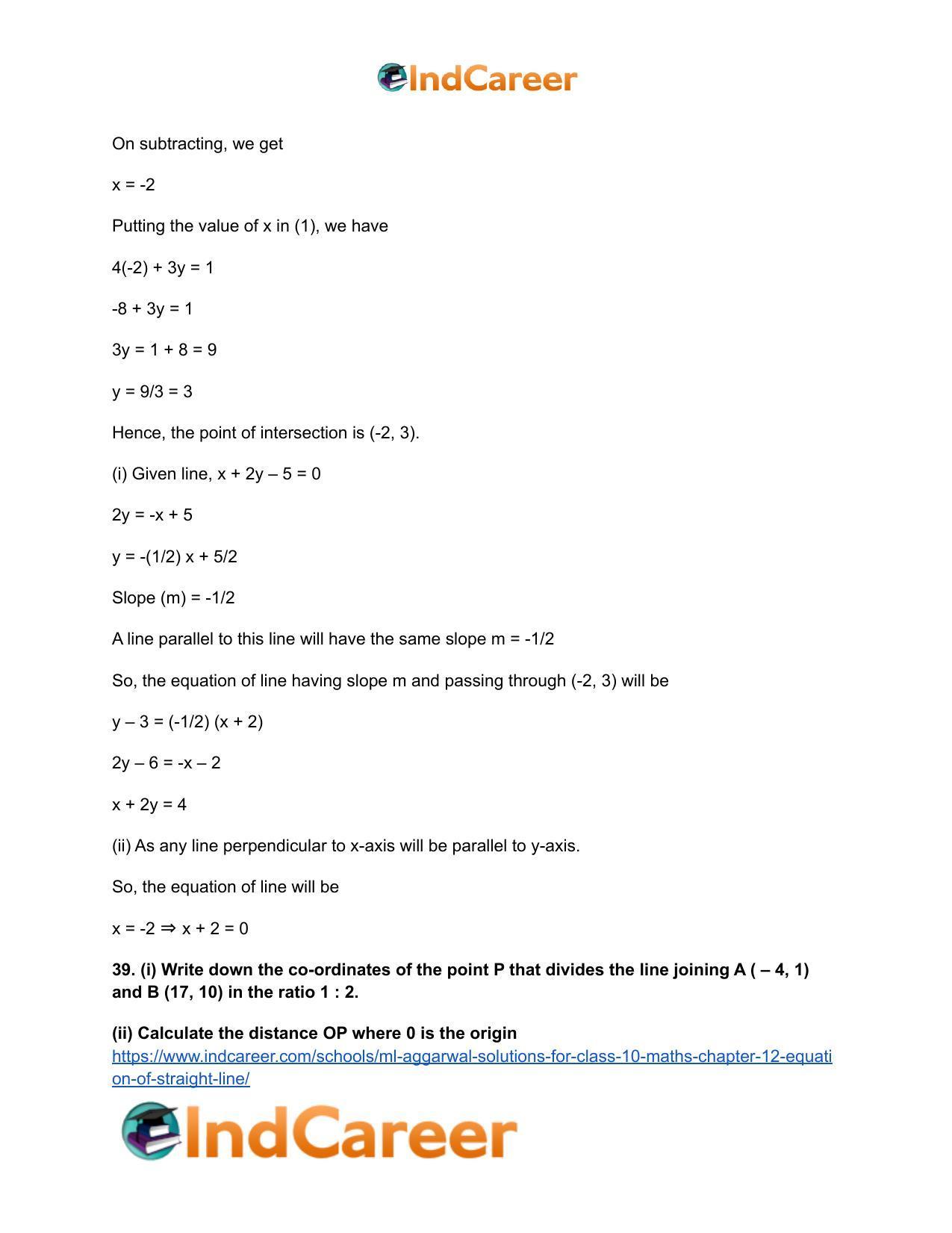 ML Aggarwal Solutions for Class 10 Maths Chapter 12- Equation of Straight Line - Page 79