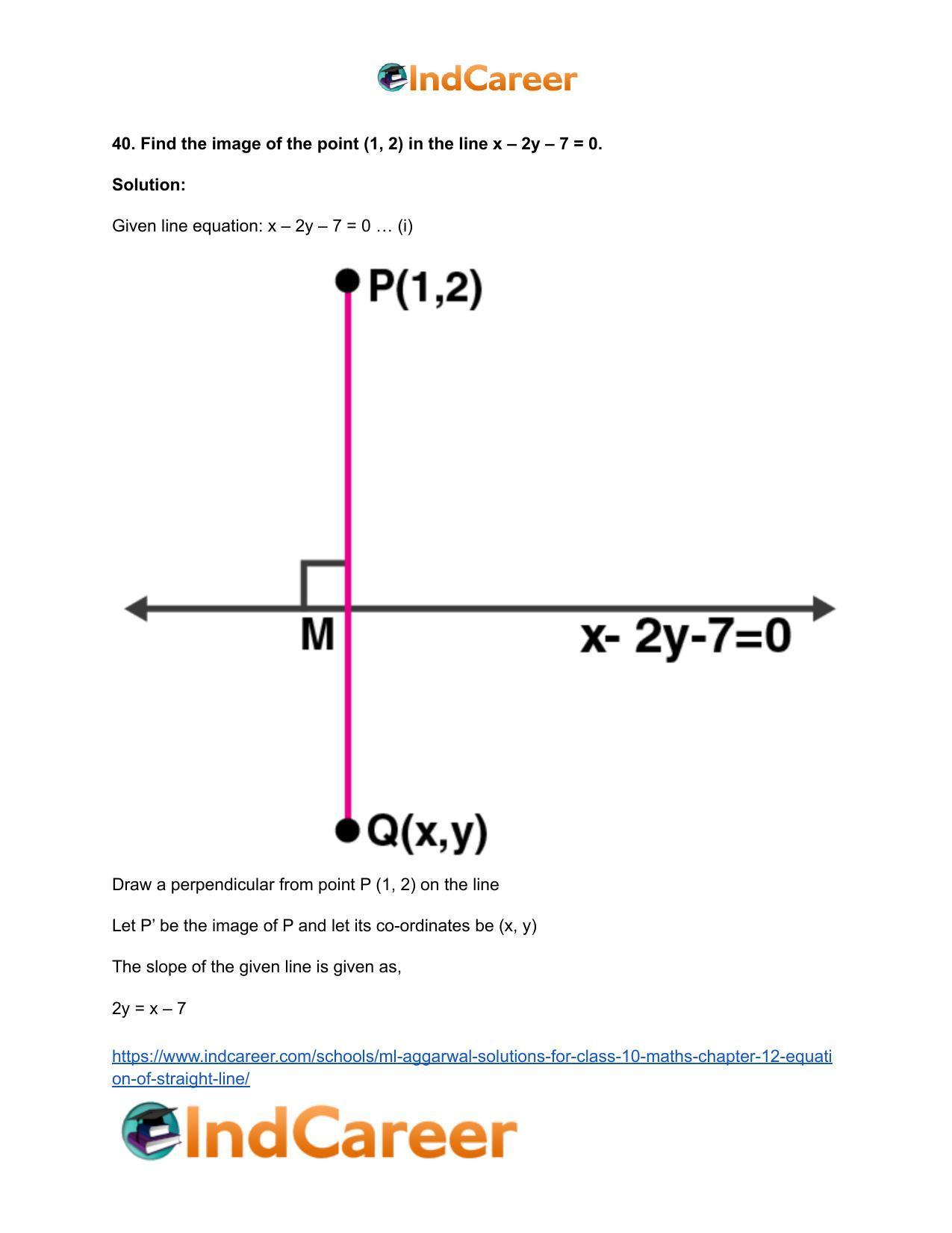 ML Aggarwal Solutions for Class 10 Maths Chapter 12- Equation of Straight Line - Page 82