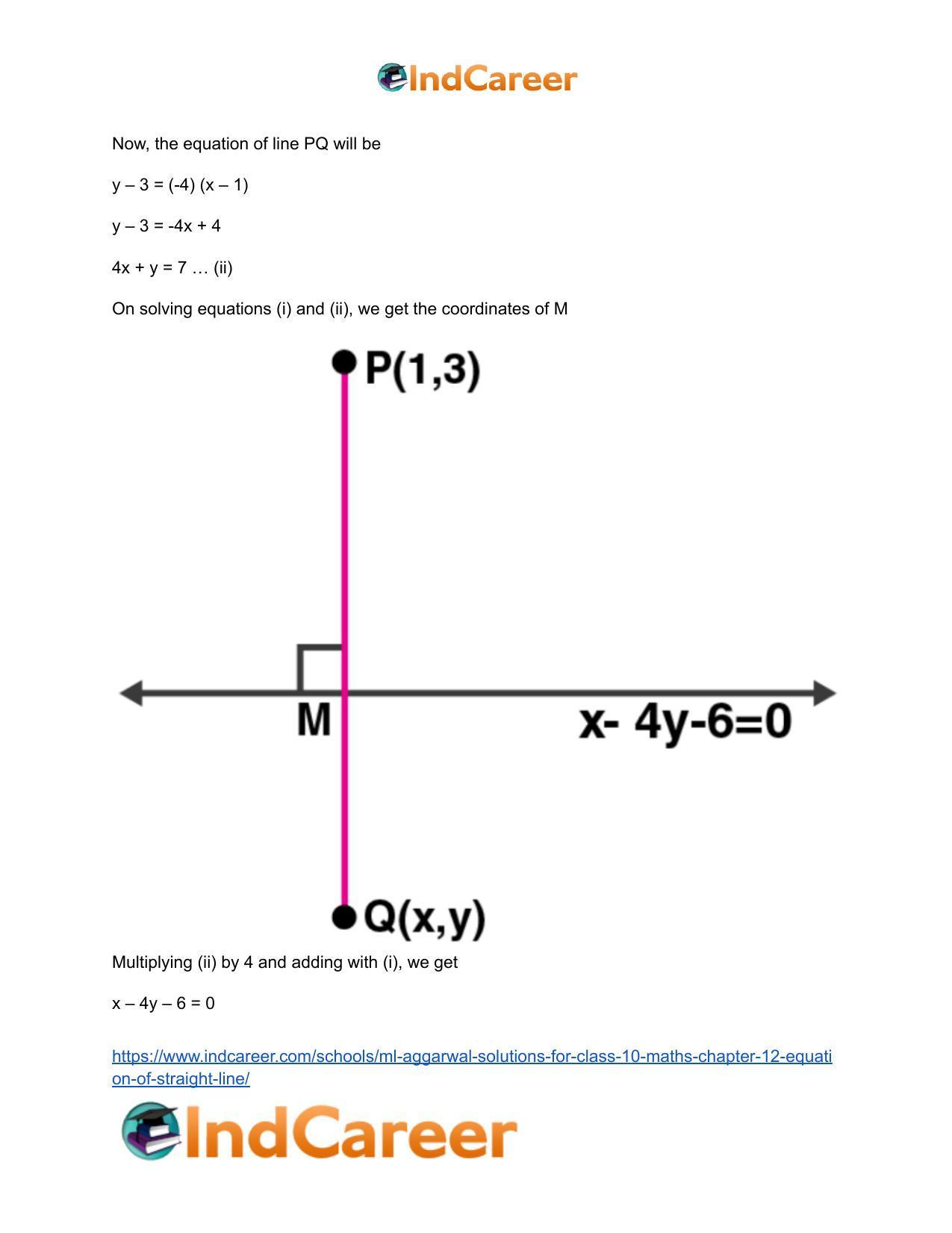 ML Aggarwal Solutions for Class 10 Maths Chapter 12- Equation of Straight Line - Page 85