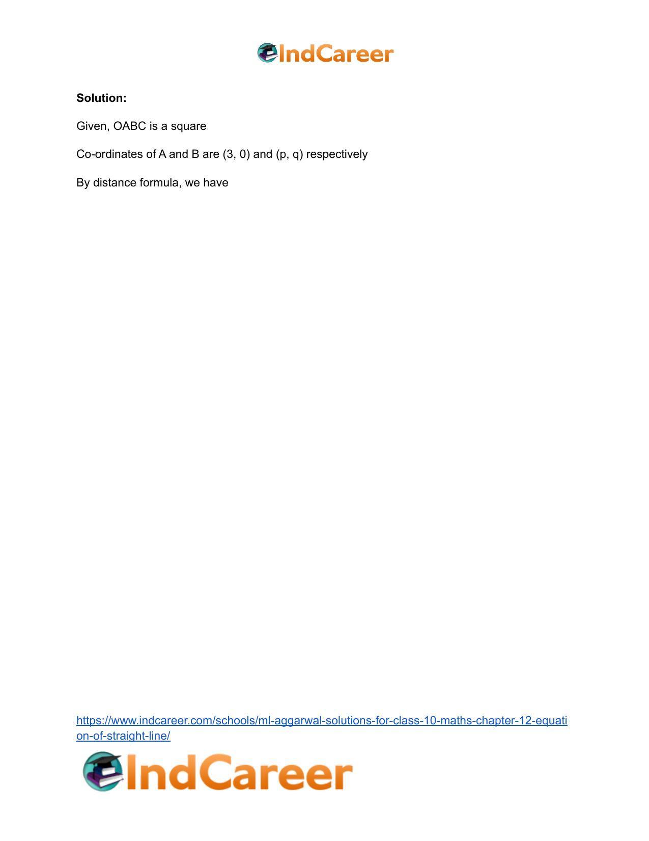 ML Aggarwal Solutions for Class 10 Maths Chapter 12- Equation of Straight Line - Page 87