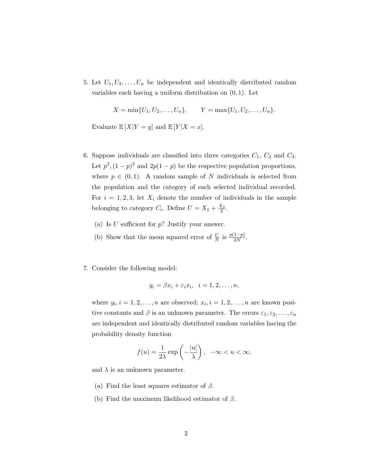 ISI Admission Test M.Stat.PSB 2020 Sample Paper - Page 2