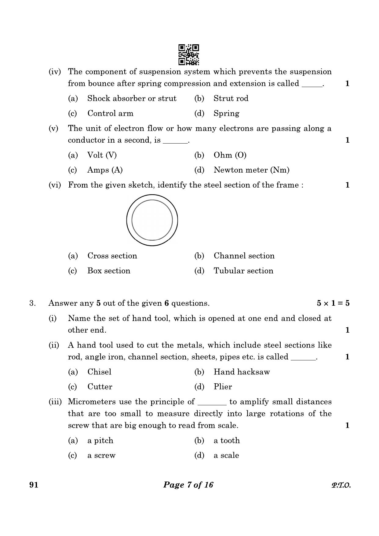 CBSE Class 10 91 Automotive 2023 Question Paper - Page 7