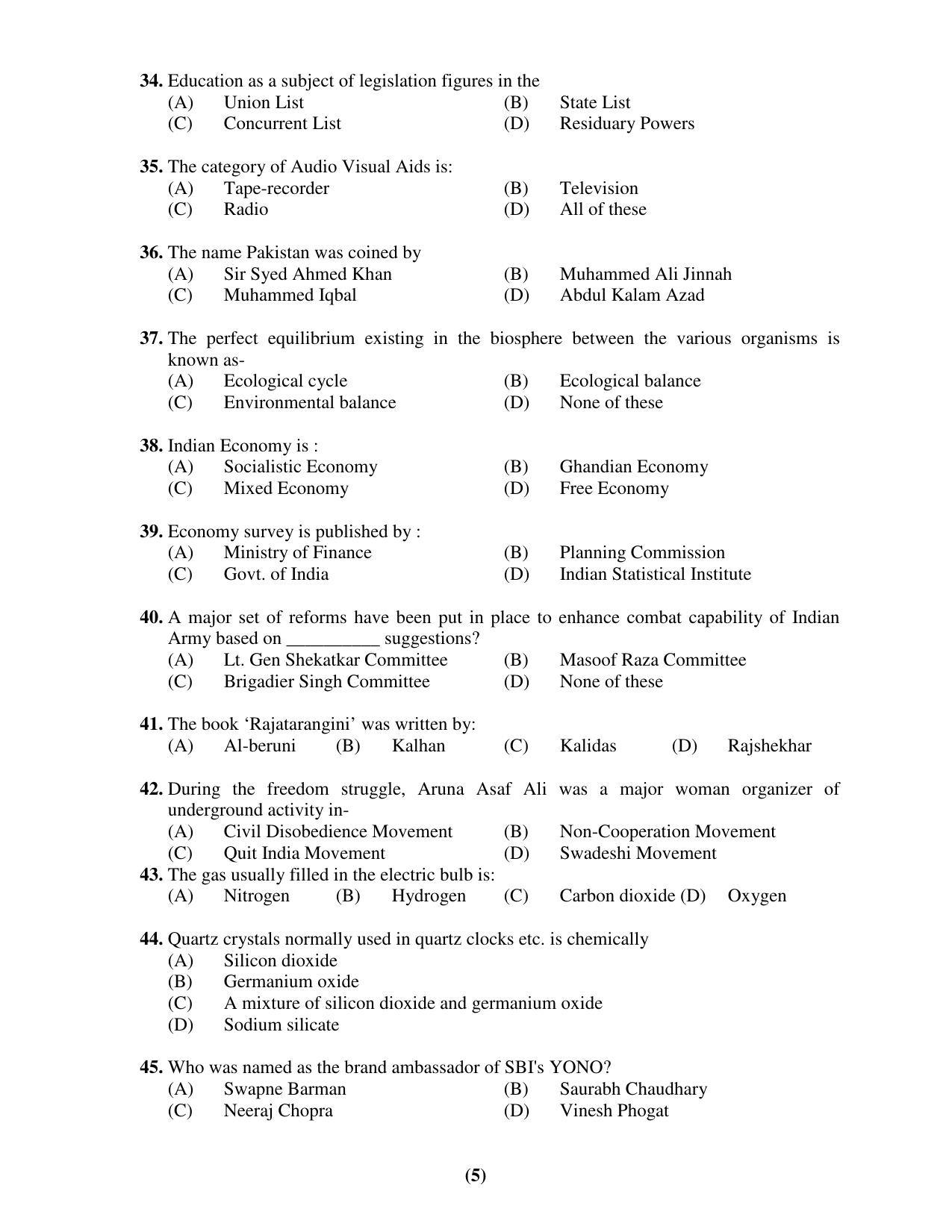 Chandigarh B.Ed 2019 Question Paper - Set C - Page 5