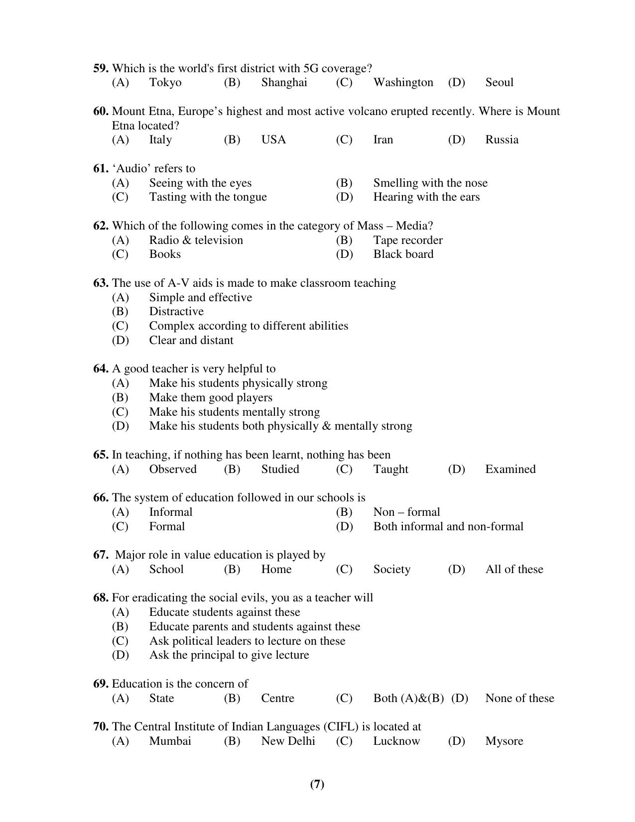 Chandigarh B.Ed 2019 Question Paper - Set C - Page 7