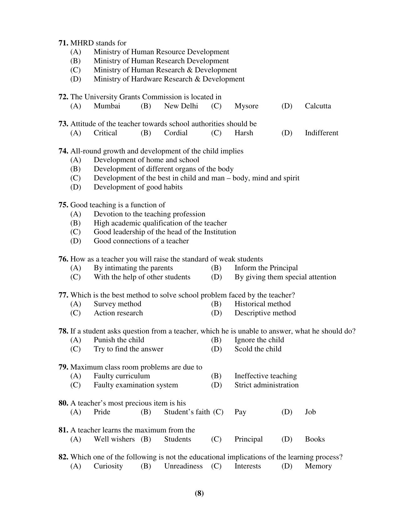 Chandigarh B.Ed 2019 Question Paper - Set C - Page 8