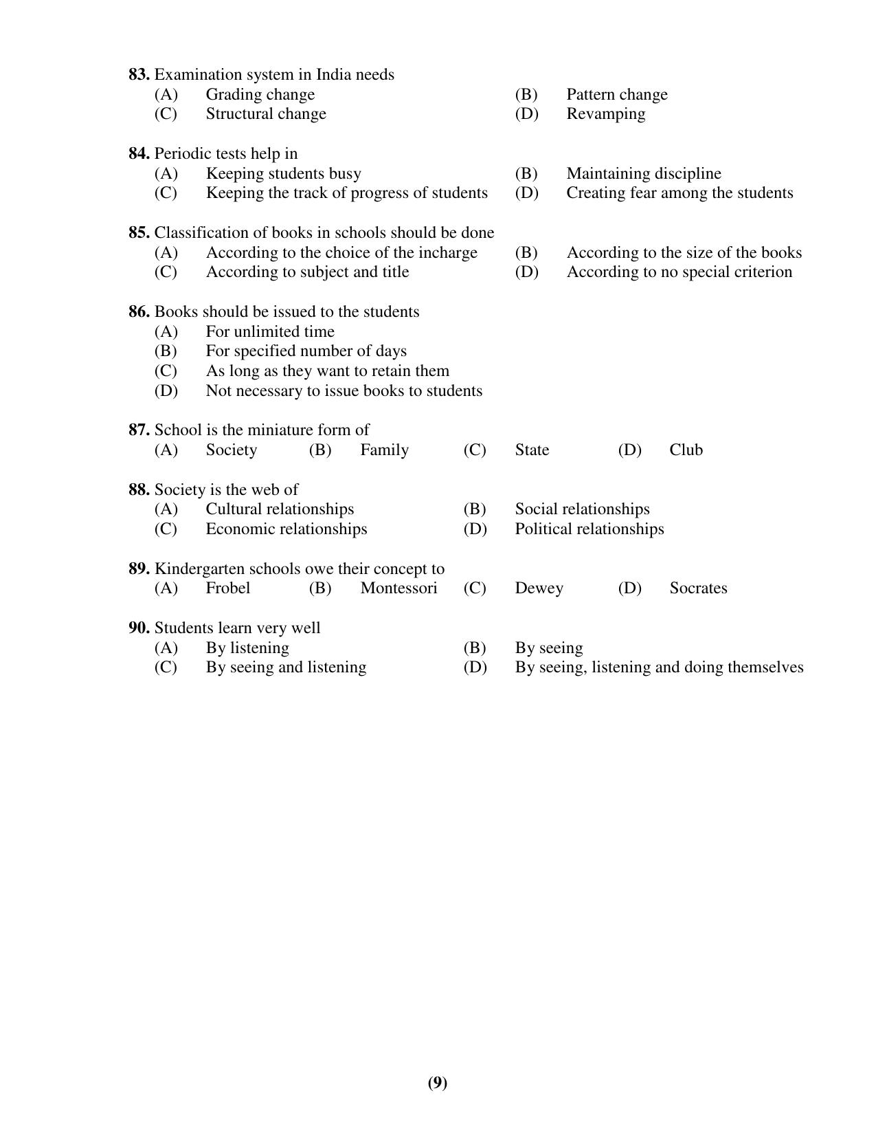Chandigarh B.Ed 2019 Question Paper - Set C - Page 9