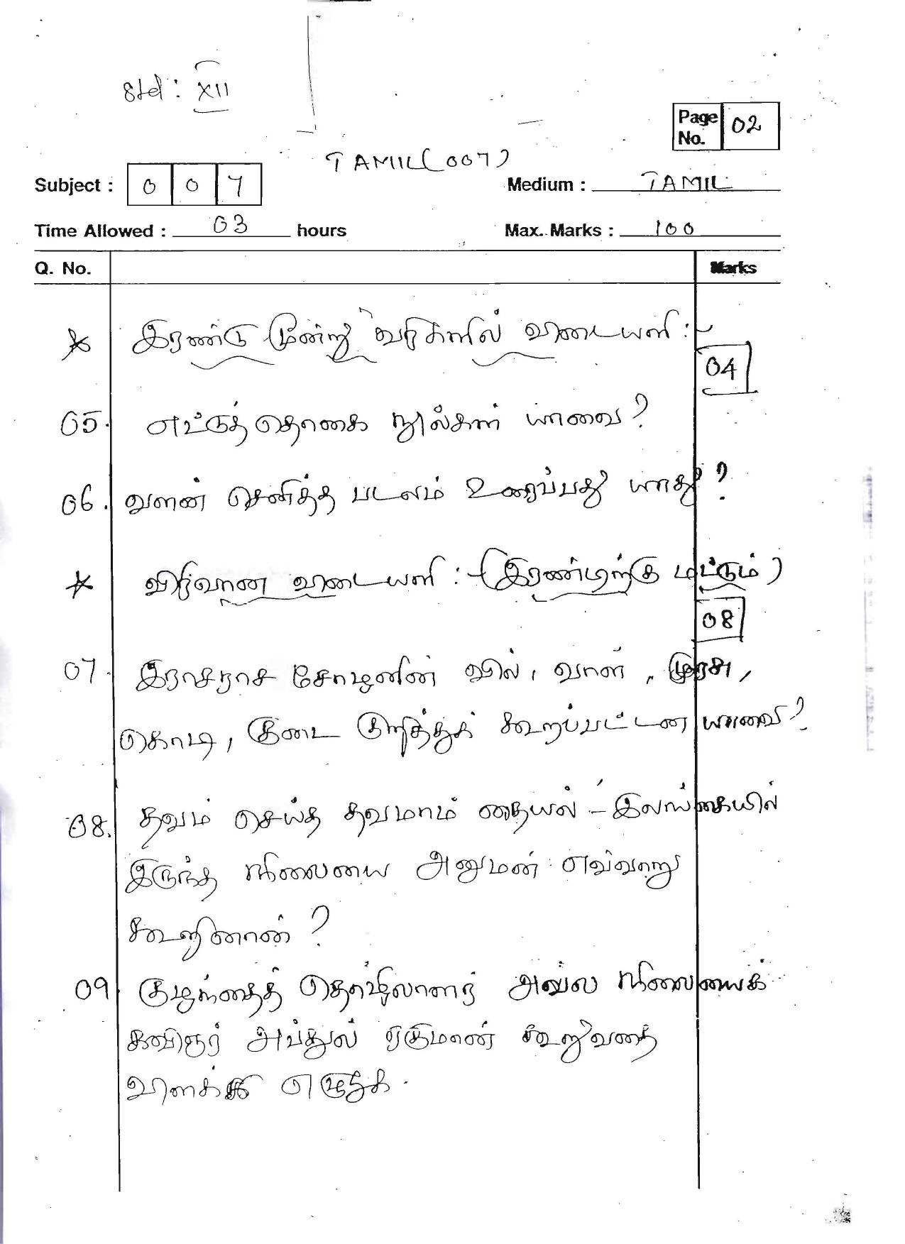 Gujarat Board Class 12th Question Paper 2020: (F.L)Tamil - Page 2