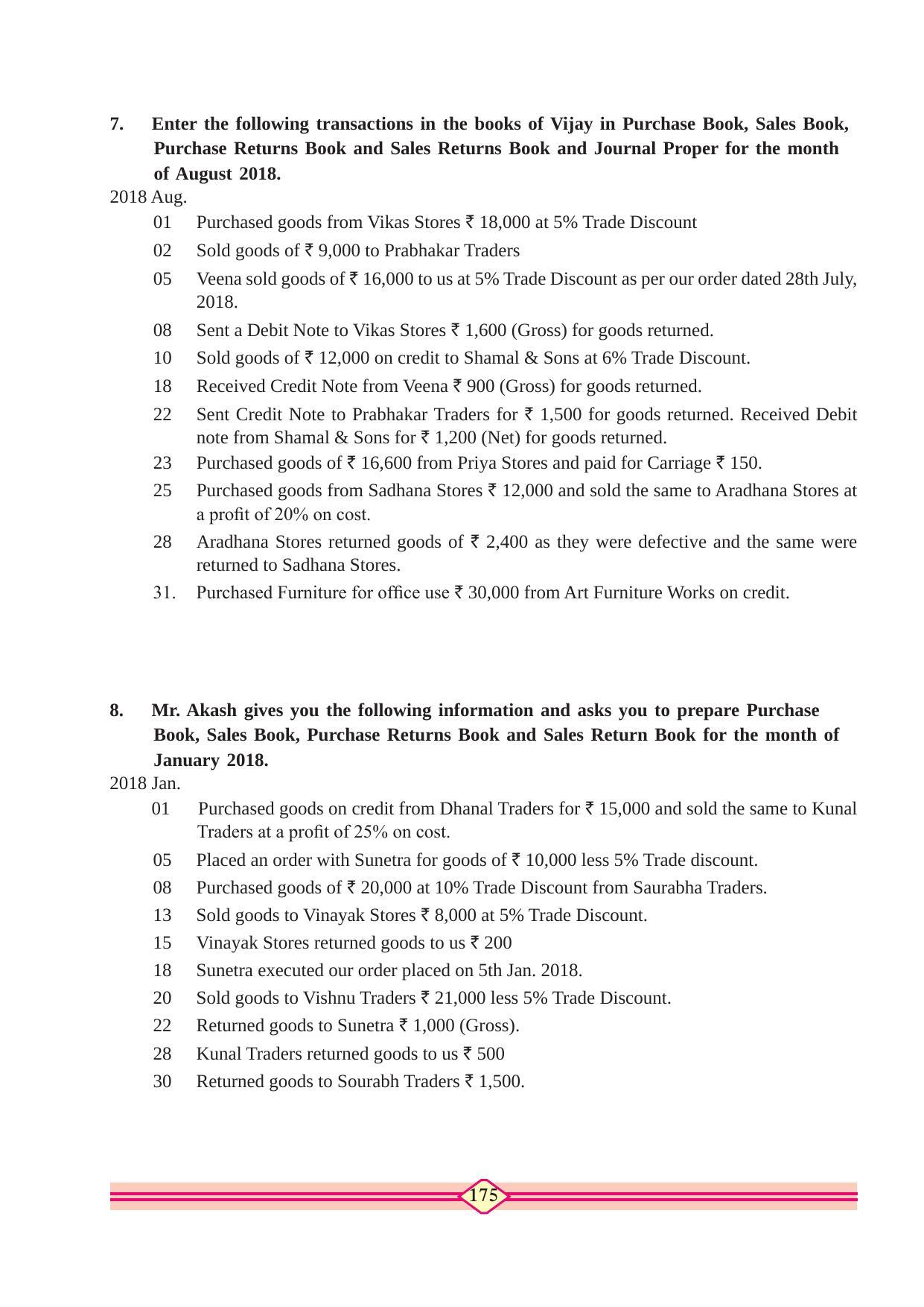 Maharashtra Board Class 11 Accountancy Textbook - Page 185