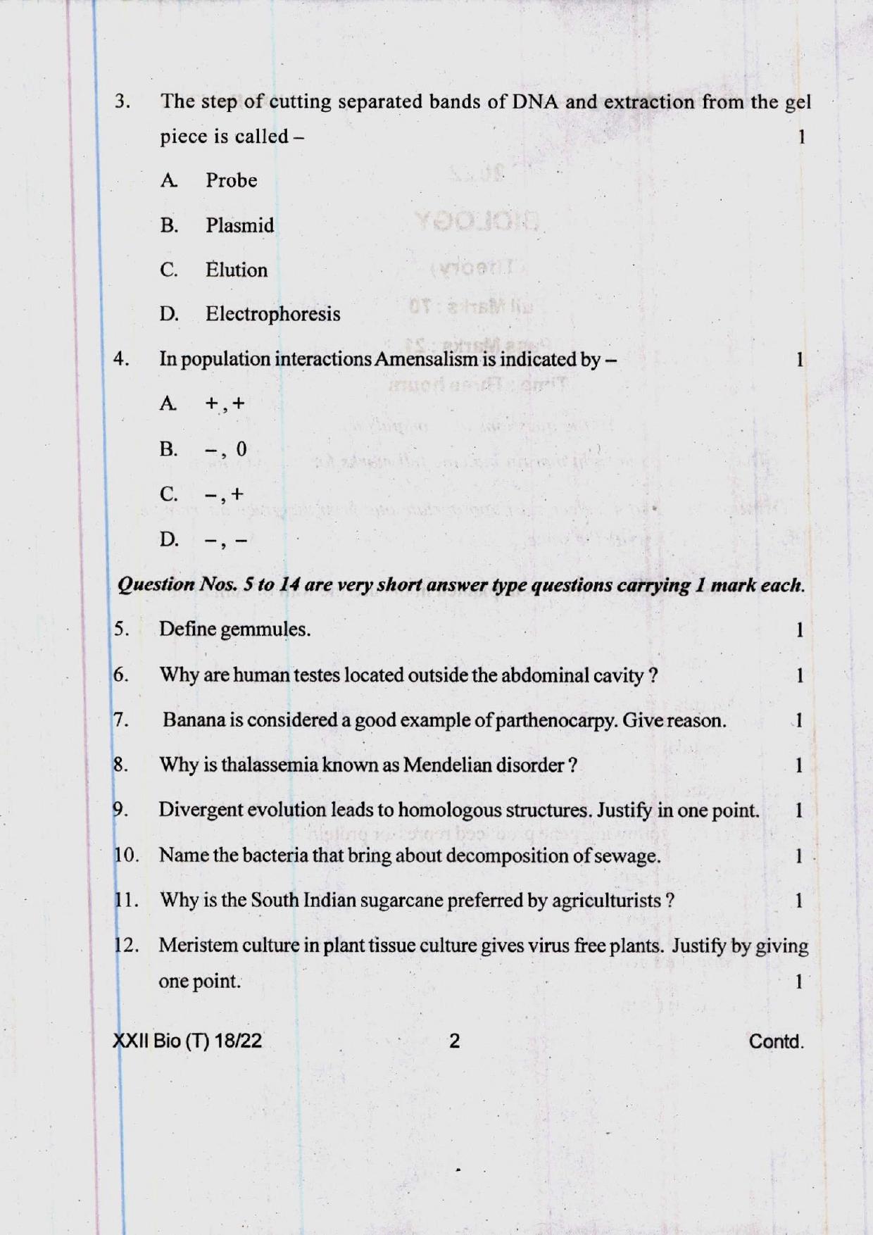 COHSEM 12th Question Papers 2022 Biology - Page 2