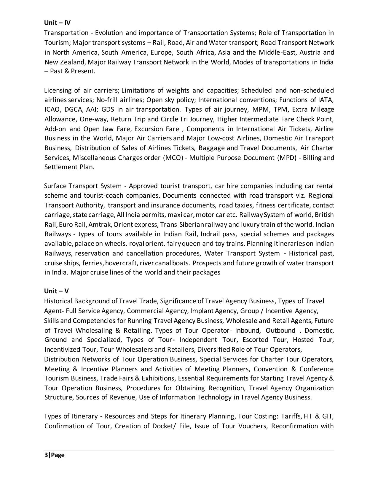 TNSET Syllabus - Tourism Administration and Management - Page 3