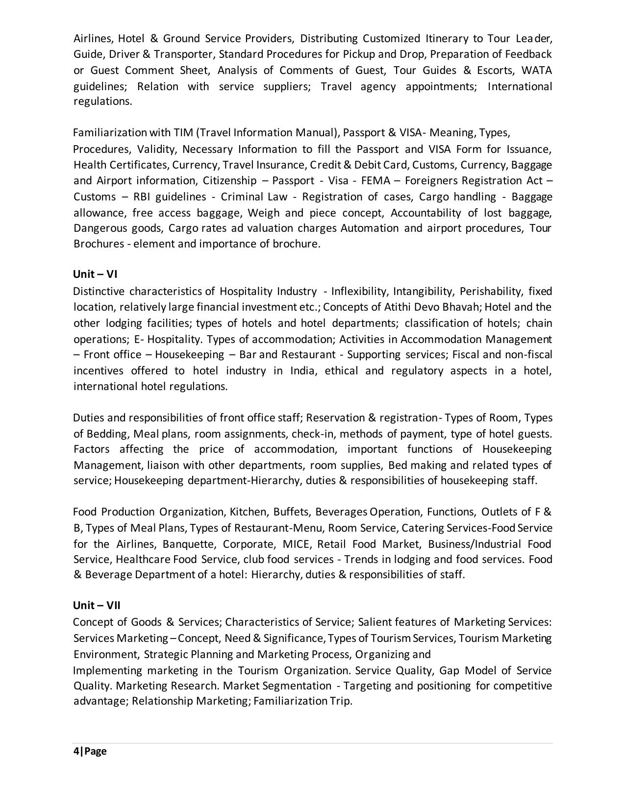 TNSET Syllabus - Tourism Administration and Management - Page 4