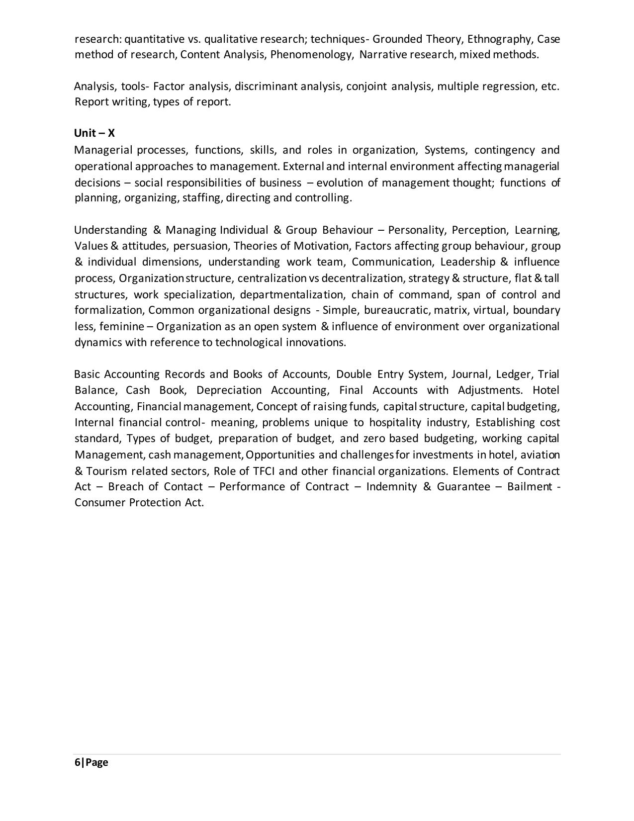 TNSET Syllabus - Tourism Administration and Management - Page 6