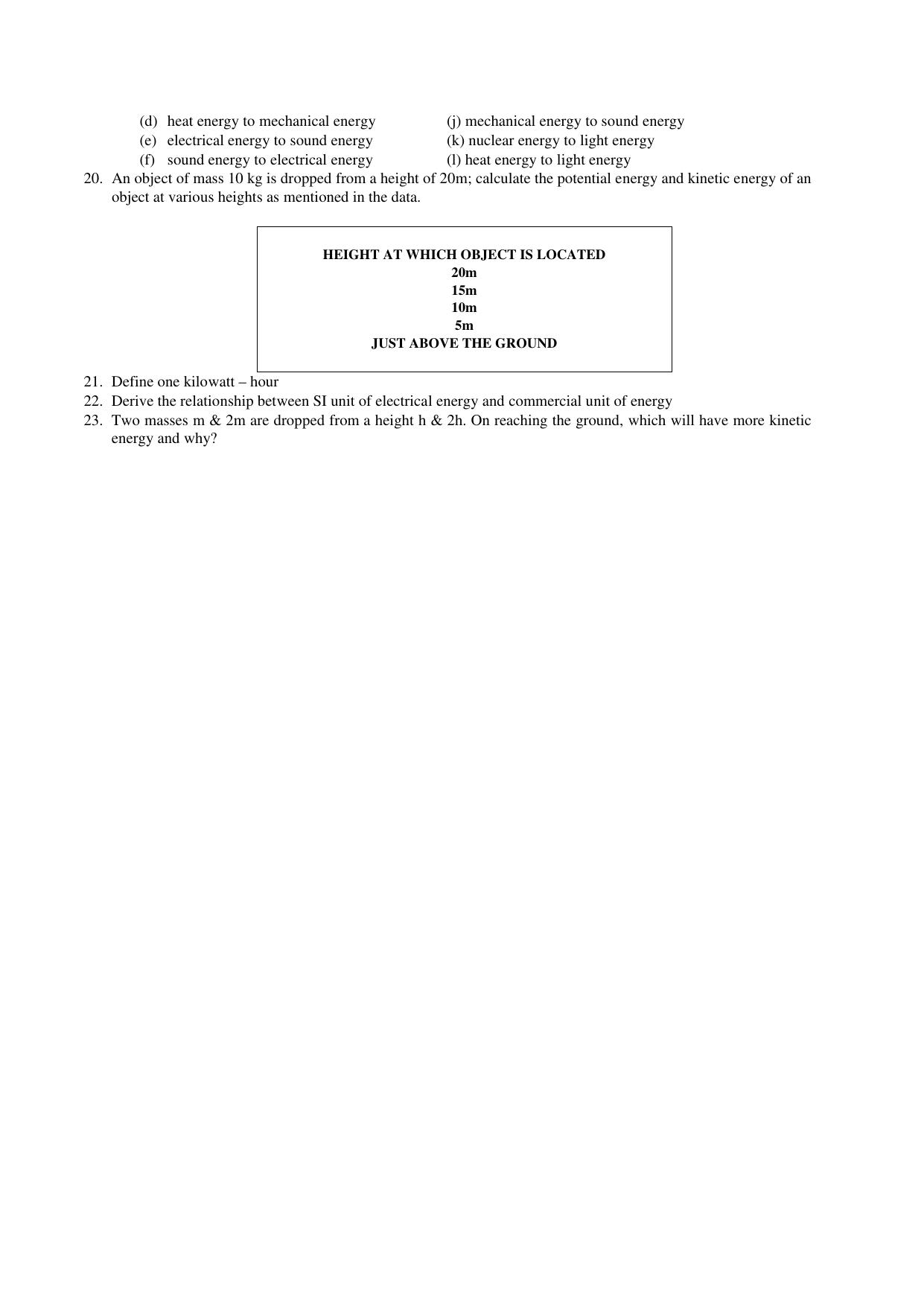 CBSE Worksheets for Class 9 Physics Assignment 12 - Page 2