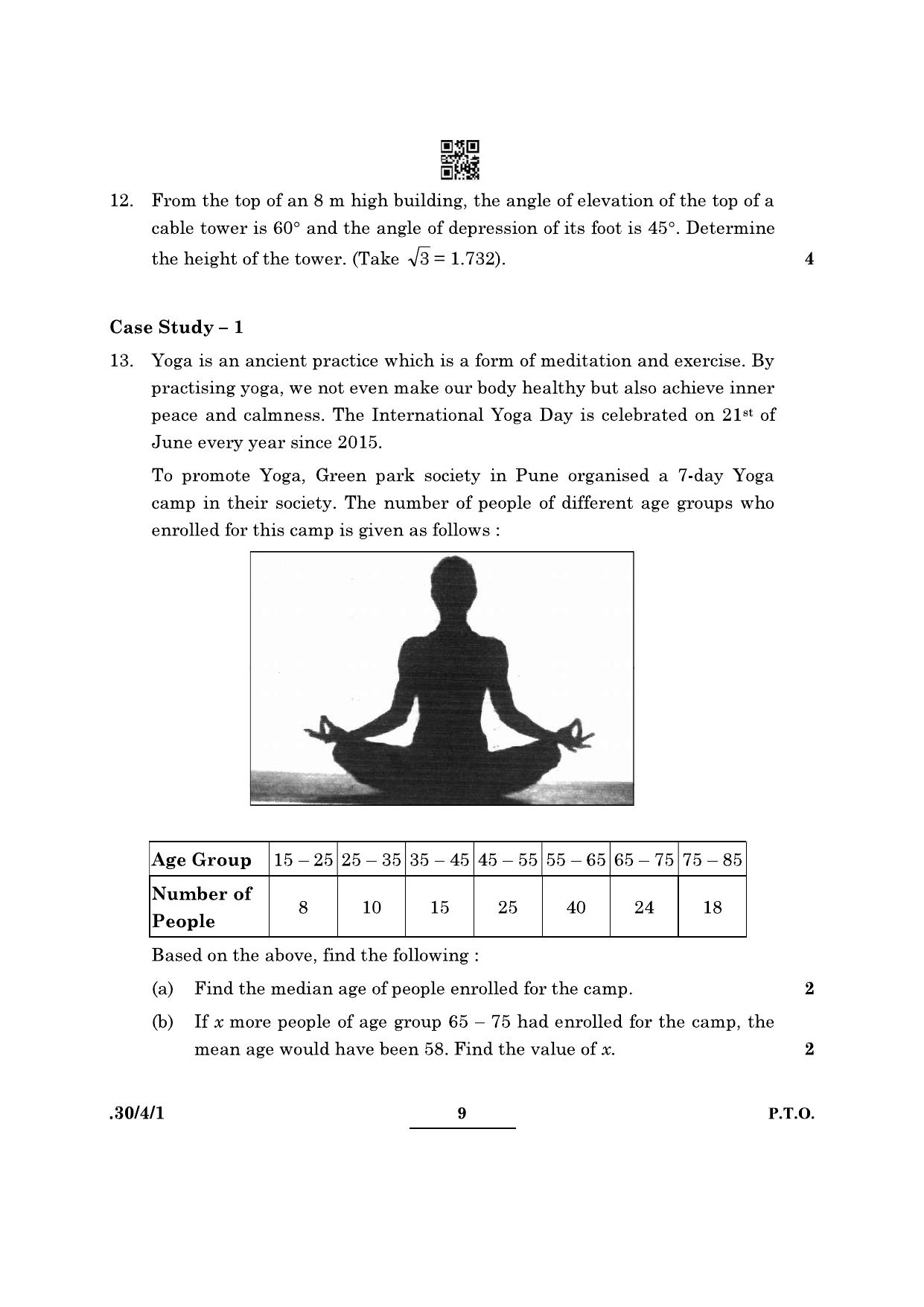 CBSE Class 10 Maths (30/4/1 - SET I) 2022 Question Paper - Page 9